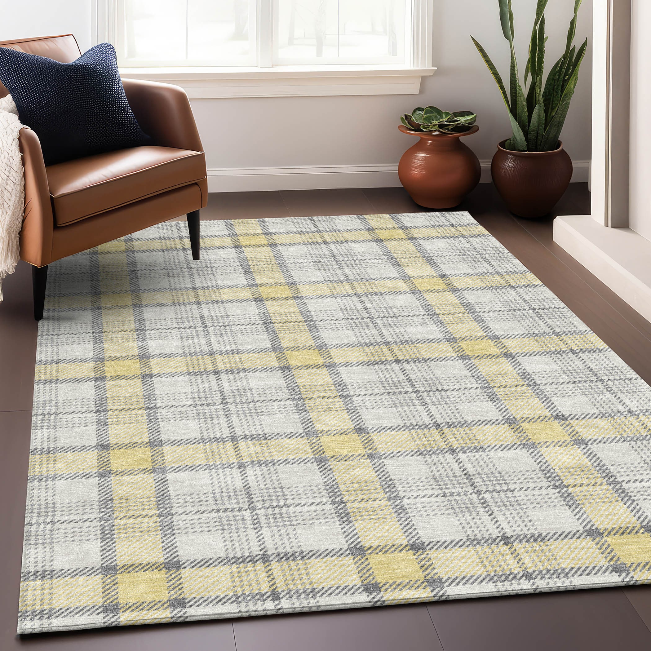 Addison Rugs ACN1052YE10X14 Chantille ACN1052YE 10 x 14 (ft) Polyester Yellow Rectangular Indoor/Outdoor Geometric Machine washable Area rug