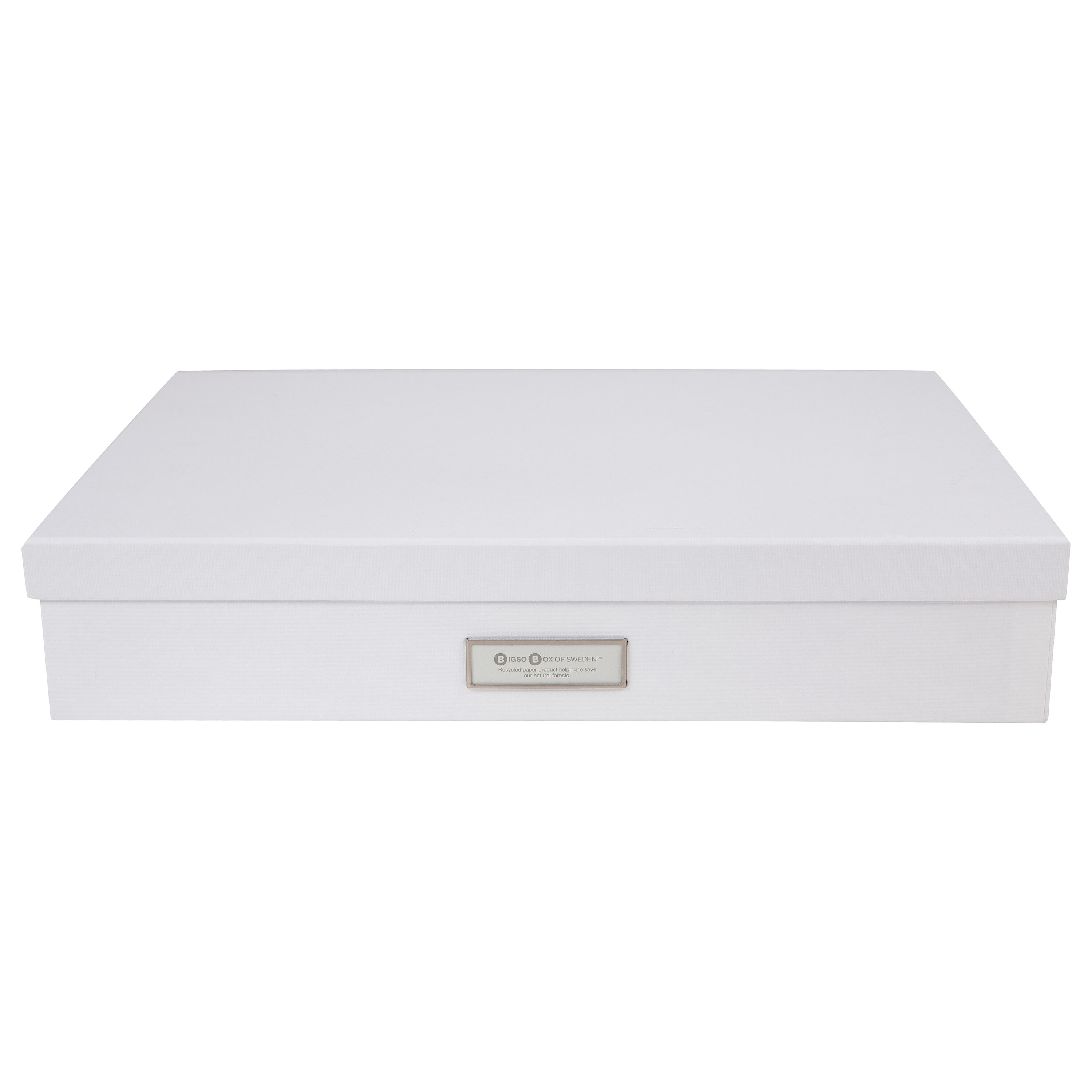 BIGSO BOX OF SWEDEN 934145541 Sverker 17.1-in W x 3.4-in H x 12.2-in D White Paper Stackable Bin