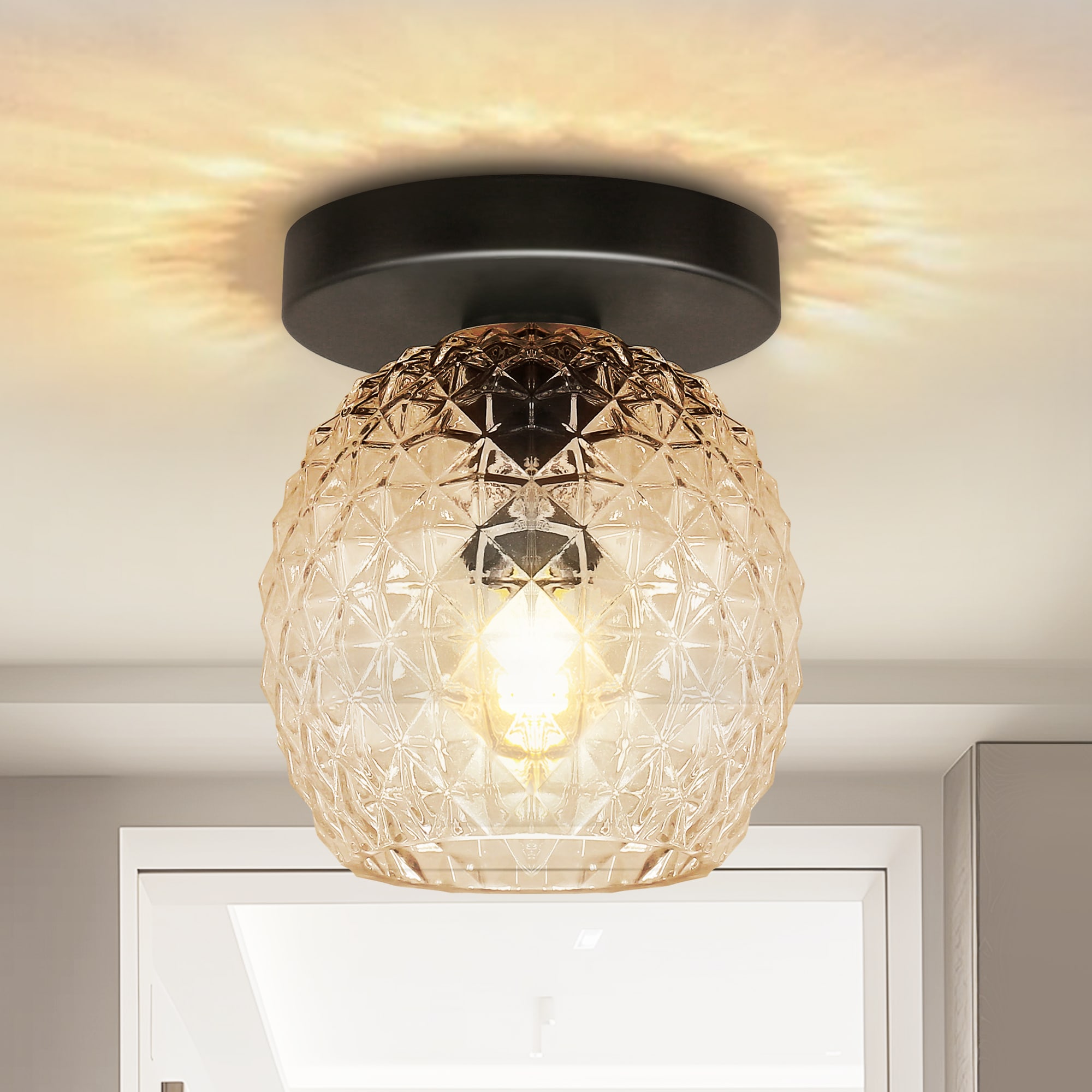 YANSUN LA-NB07101AGD-11 1 -Light 5.1-in Black Flush Mount Light