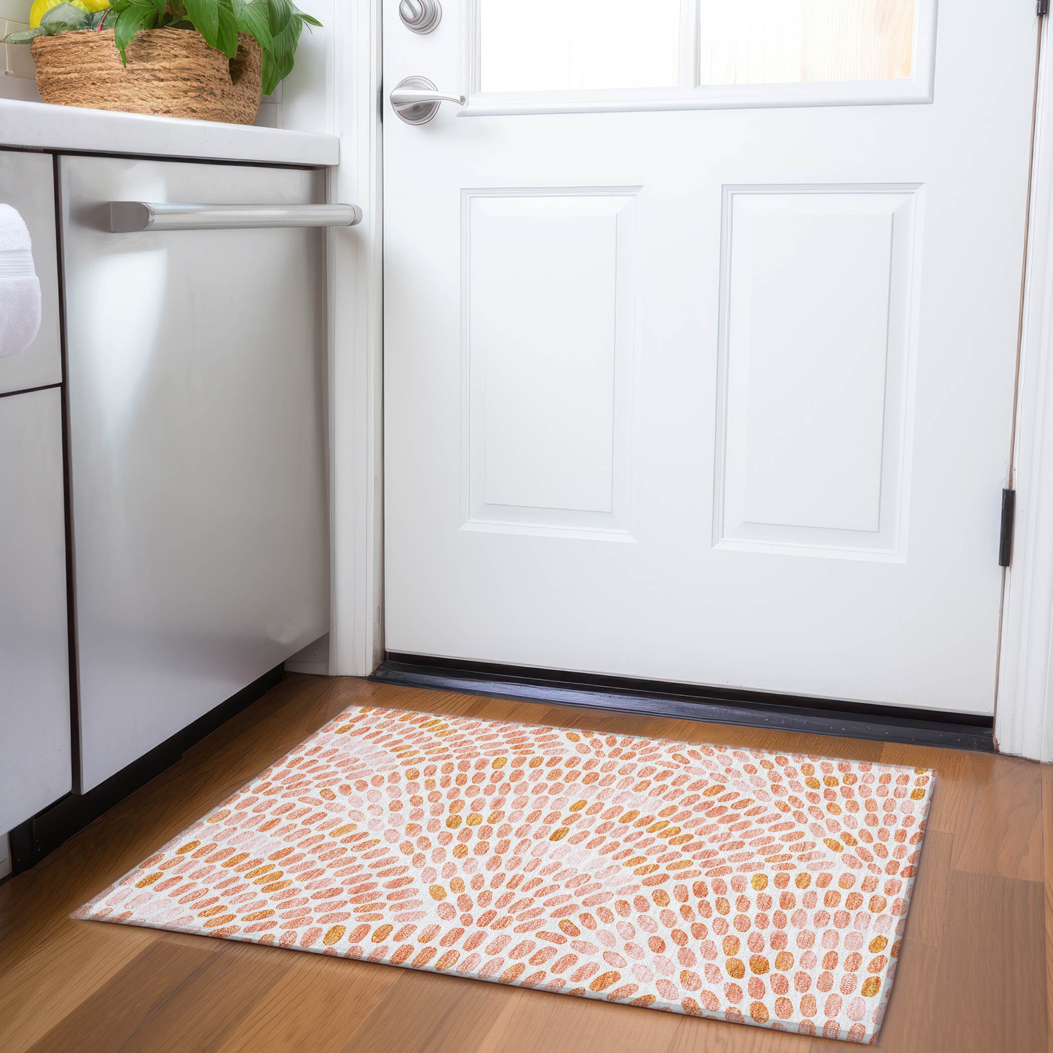 Addison Rugs AMF186PH20X30 Mayfield AMF186PH 2 x 3 (ft) Loomed Polyester Peach Rectangular Indoor Geometric Machine washable Area rug