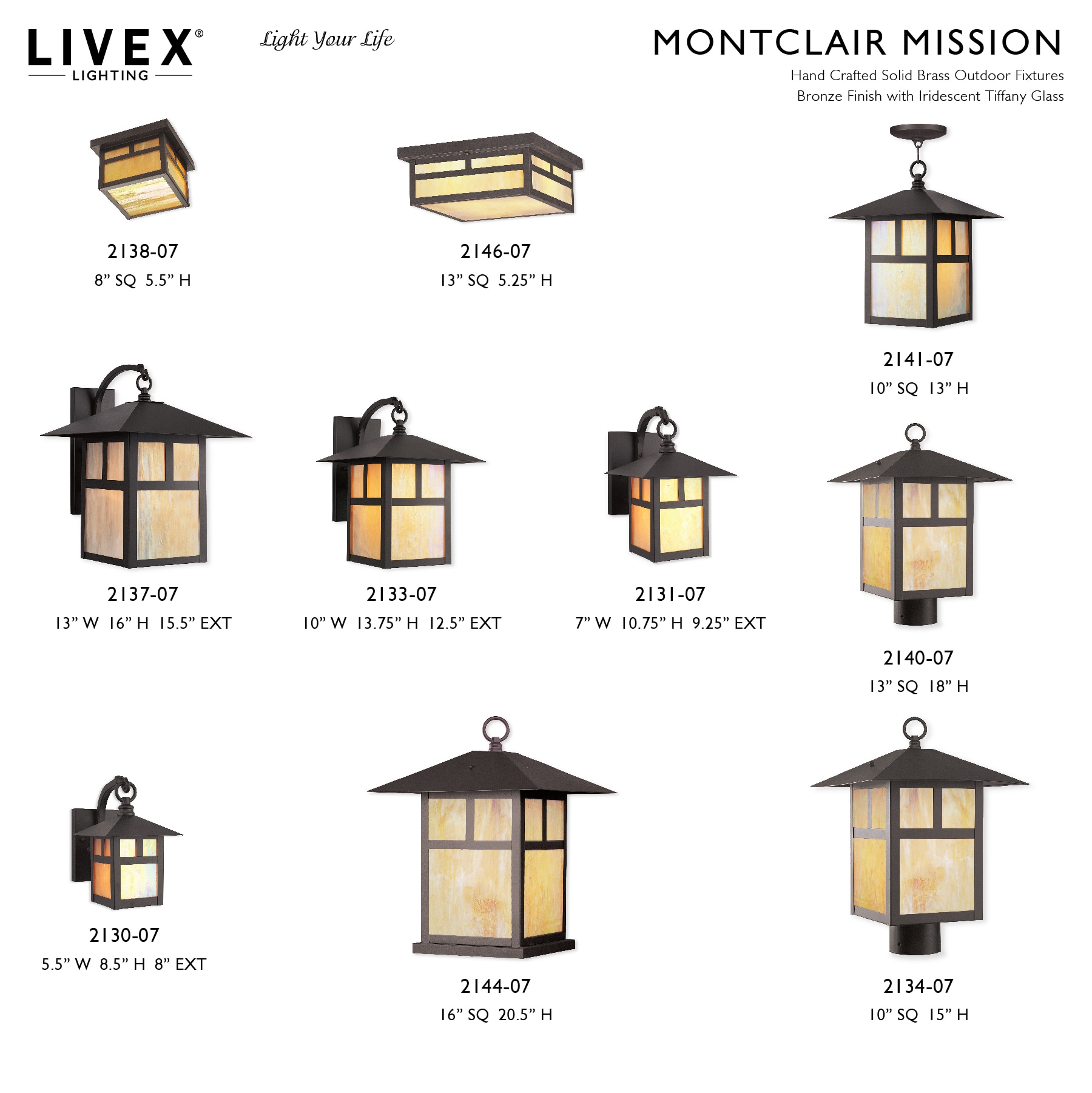 Bronze Finish Montclair Mission 1-Light Outdoor Pendant with Iridescent Tiffany Glass