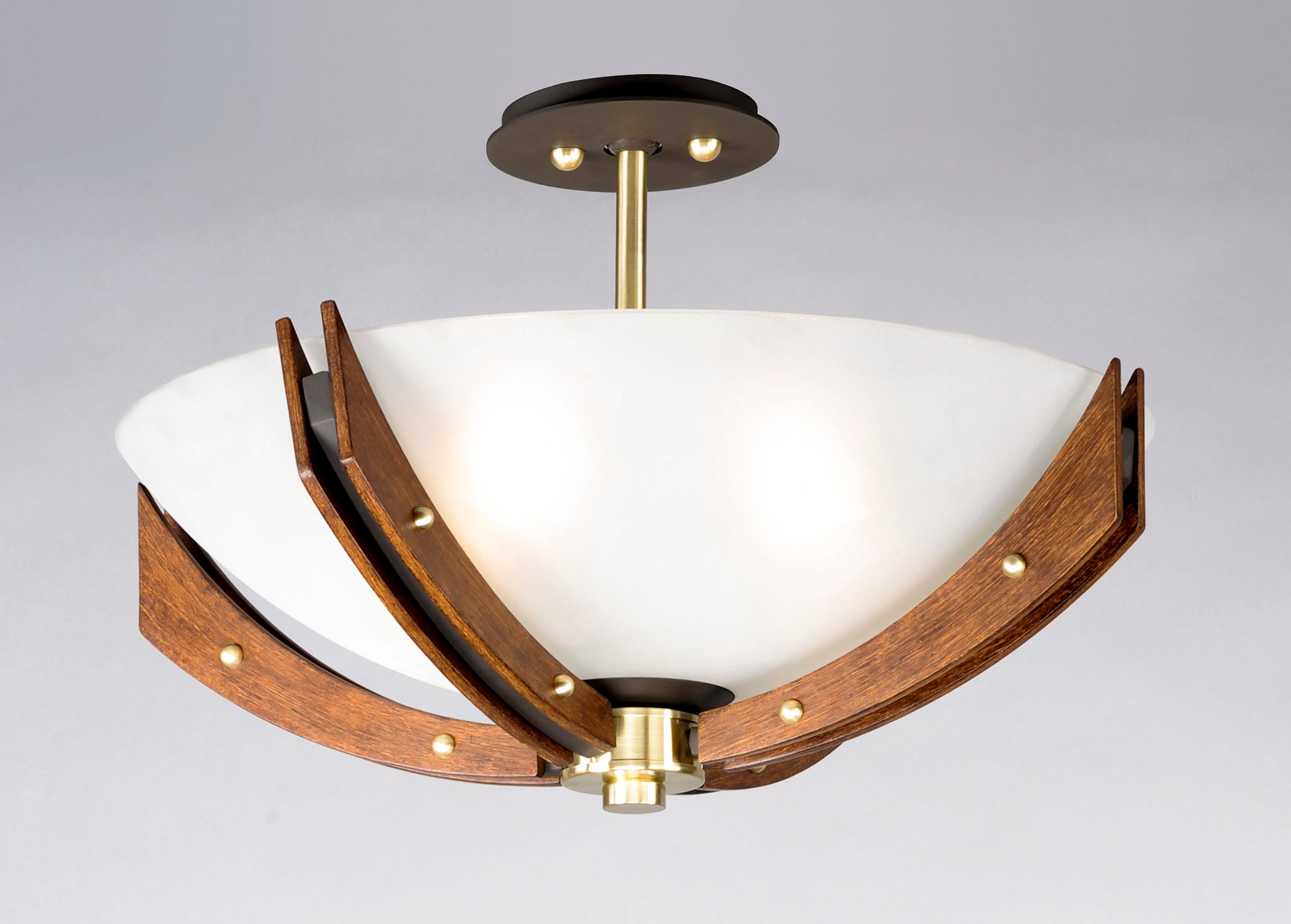 Elegant Merge 21.75" Polished Nickel Semi-Flush Pendant with Glass Accents