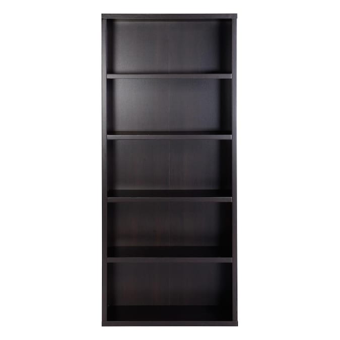 Homestar Kenosha Brown 5 Shelf Bookcase, Expandable Shelving Unit Homestar
