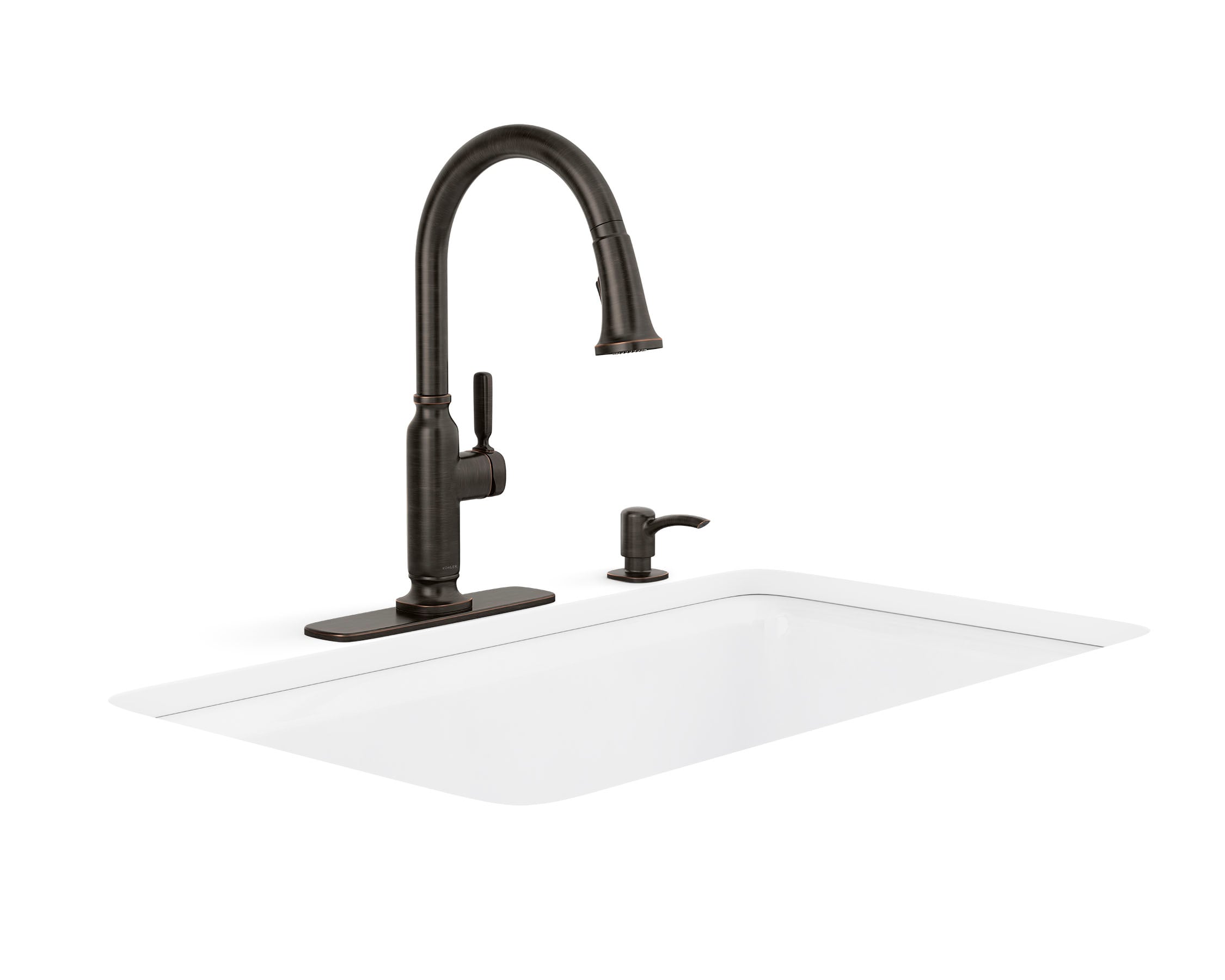 KOHLER Ealing Oil-Rubbed Bronze Single Handle Pull-down Kitchen Faucet ...