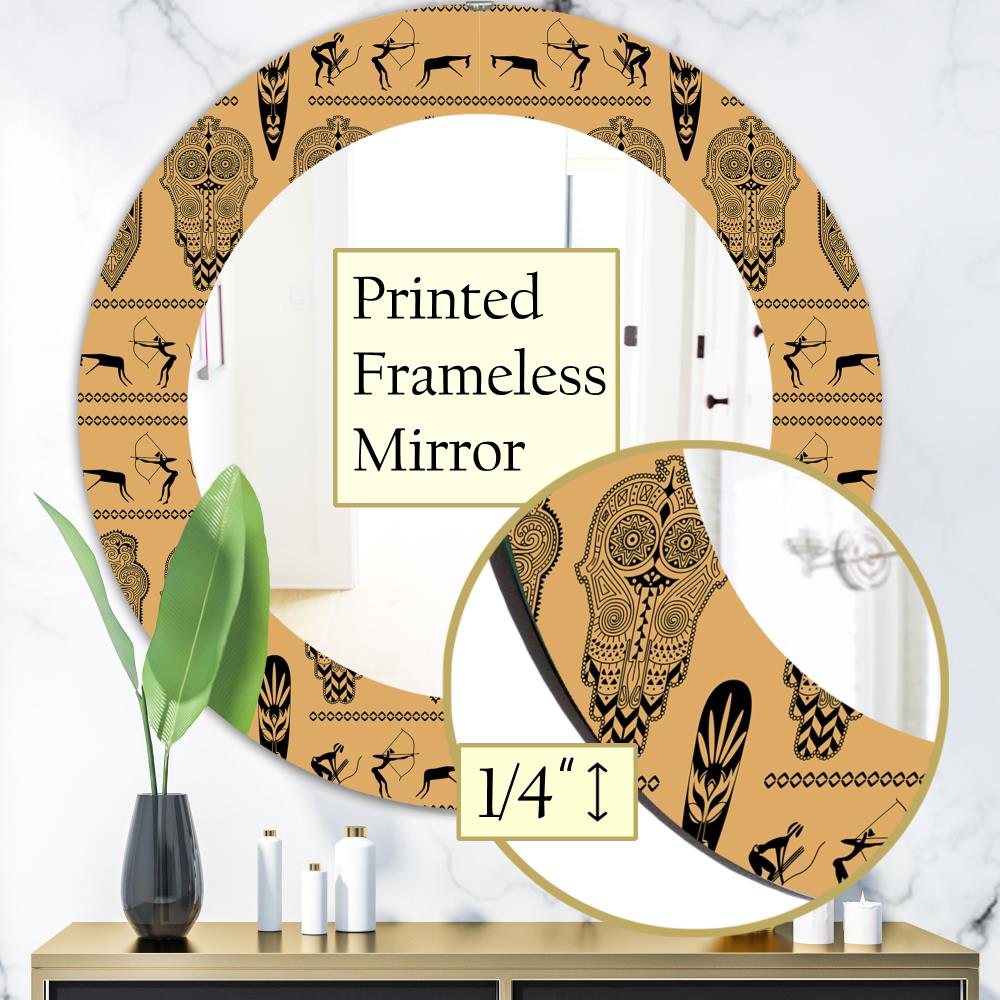 Designart 24-in W x 24-in H Round Orange Polished Wall Mirror at Lowes.com