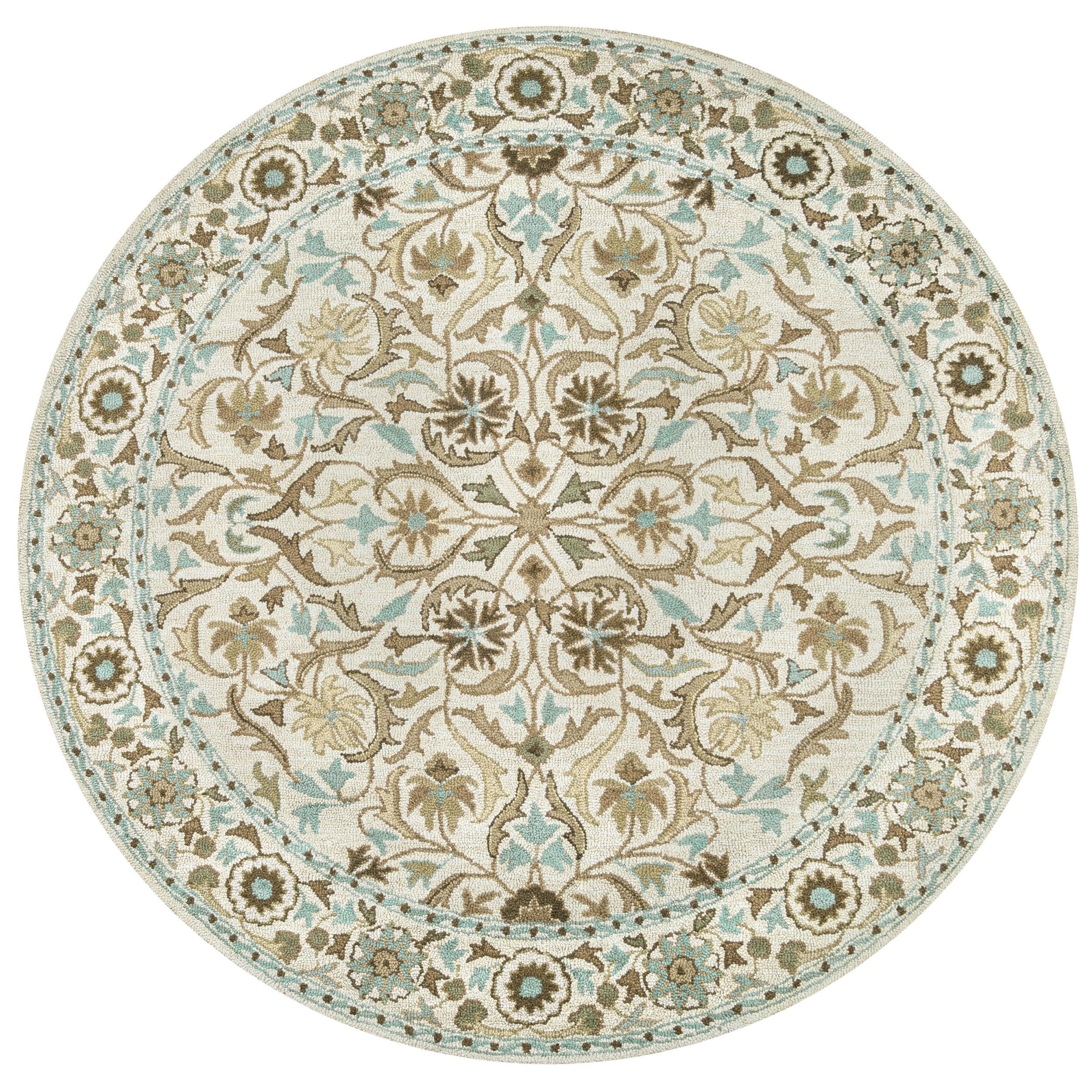 Alora Decor CPTCY1000000410RD Crypt 10 X 10 (ft) Wool Blue Round Indoor Border French Country Area Rug