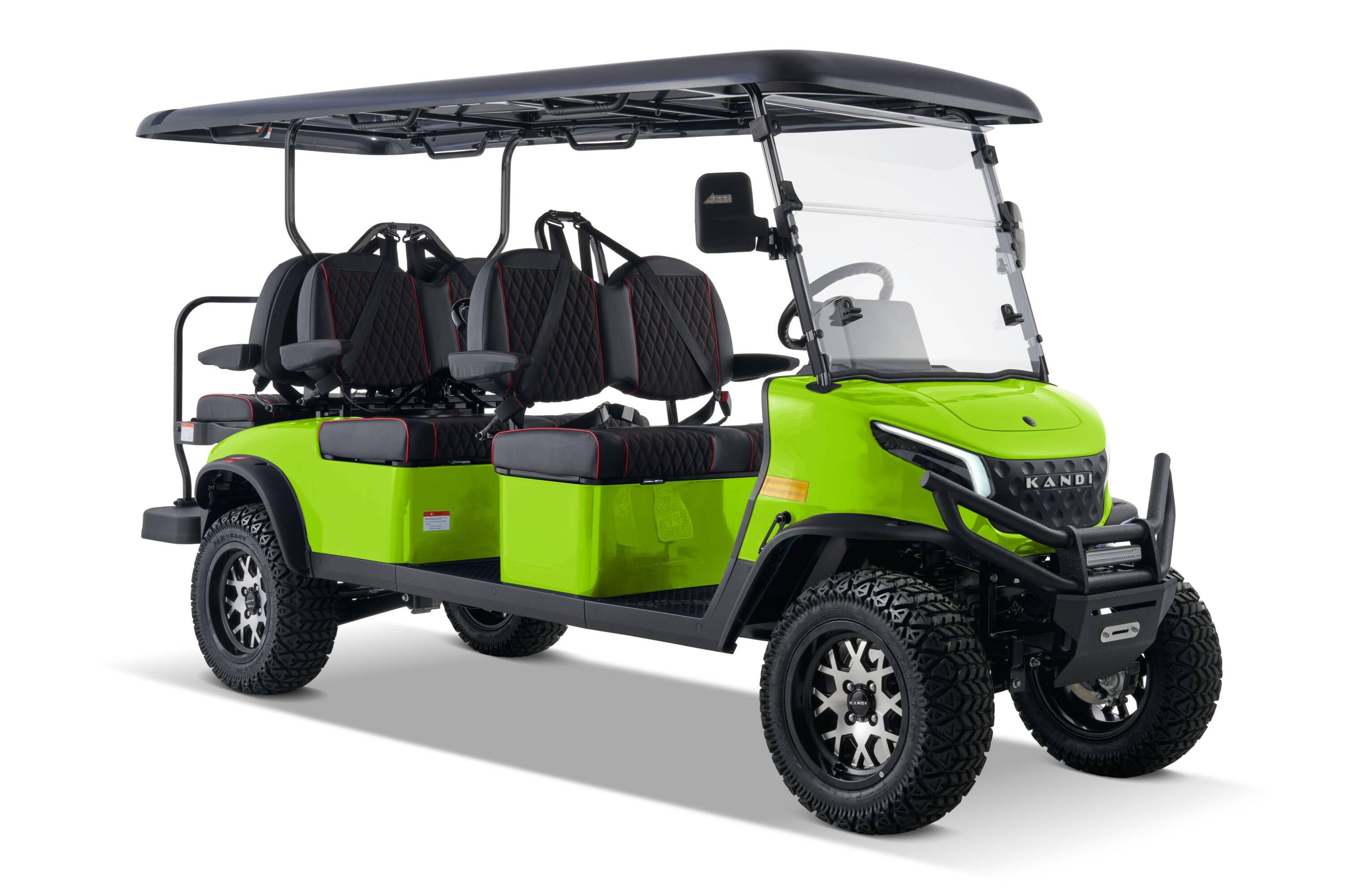 KANDI LOW6PRO-A-L-G Pro 6 Seat Electric Golf Cart with Lithium Battery, Max 15mph- Green