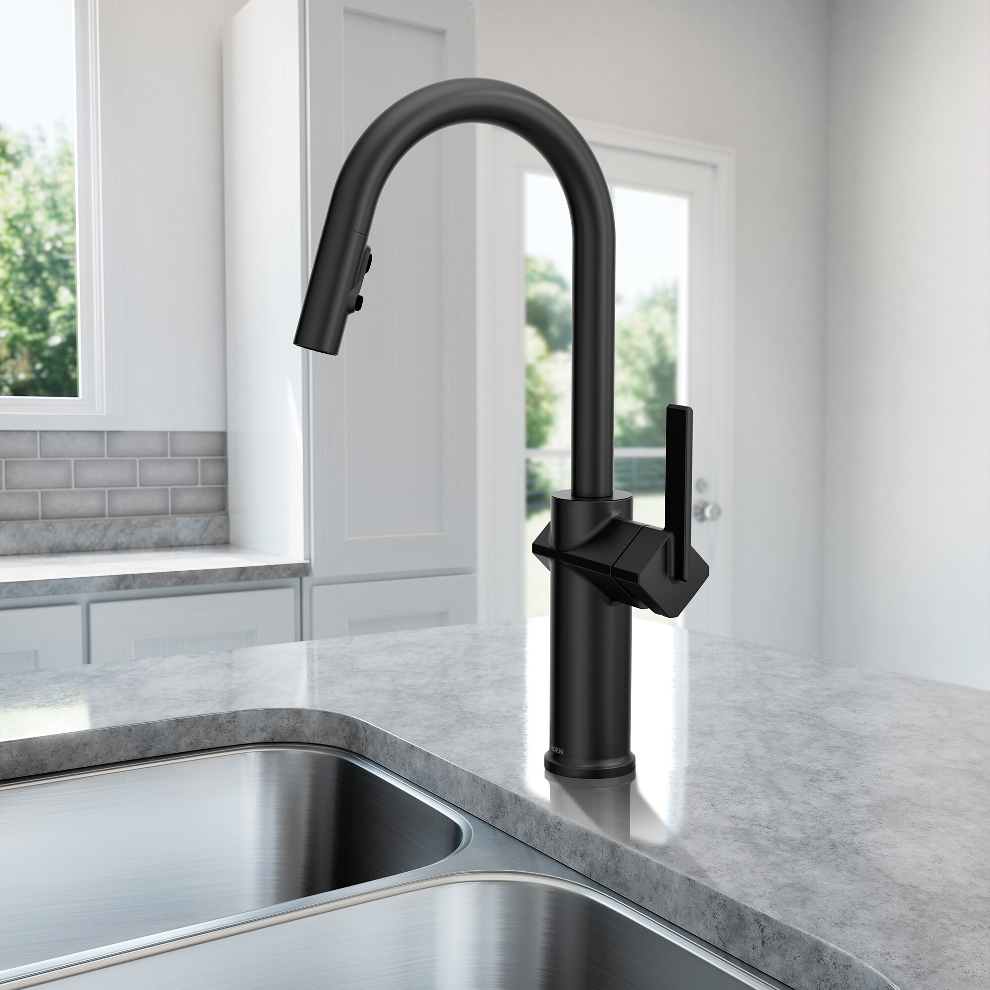 Moen Joric Matte Black Single Handle Pull-down Kitchen Faucet with ...