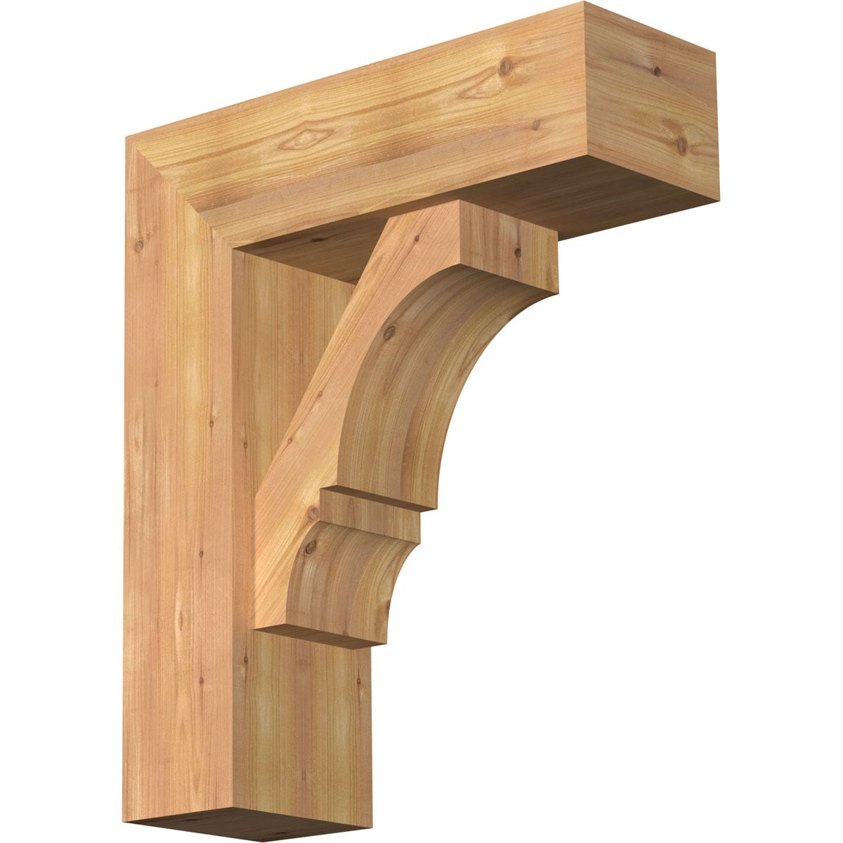 Ekena Millwork 1461971 Balboa Block Smooth Bracket with Offset Brace Western Red Cedar Wood Standard Bracket