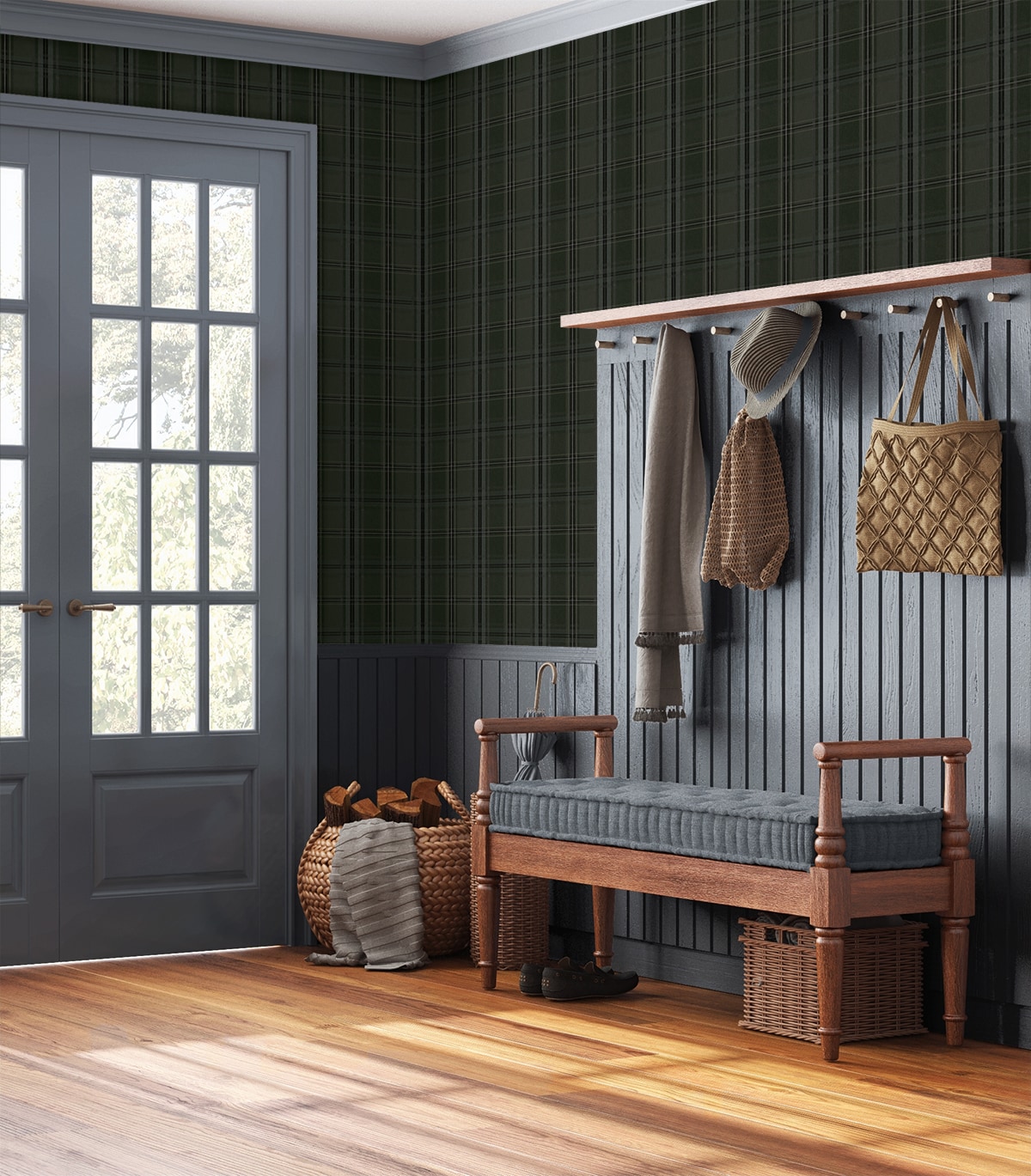 Evergreen Plaid Self-Adhesive Vinyl Wallpaper Roll