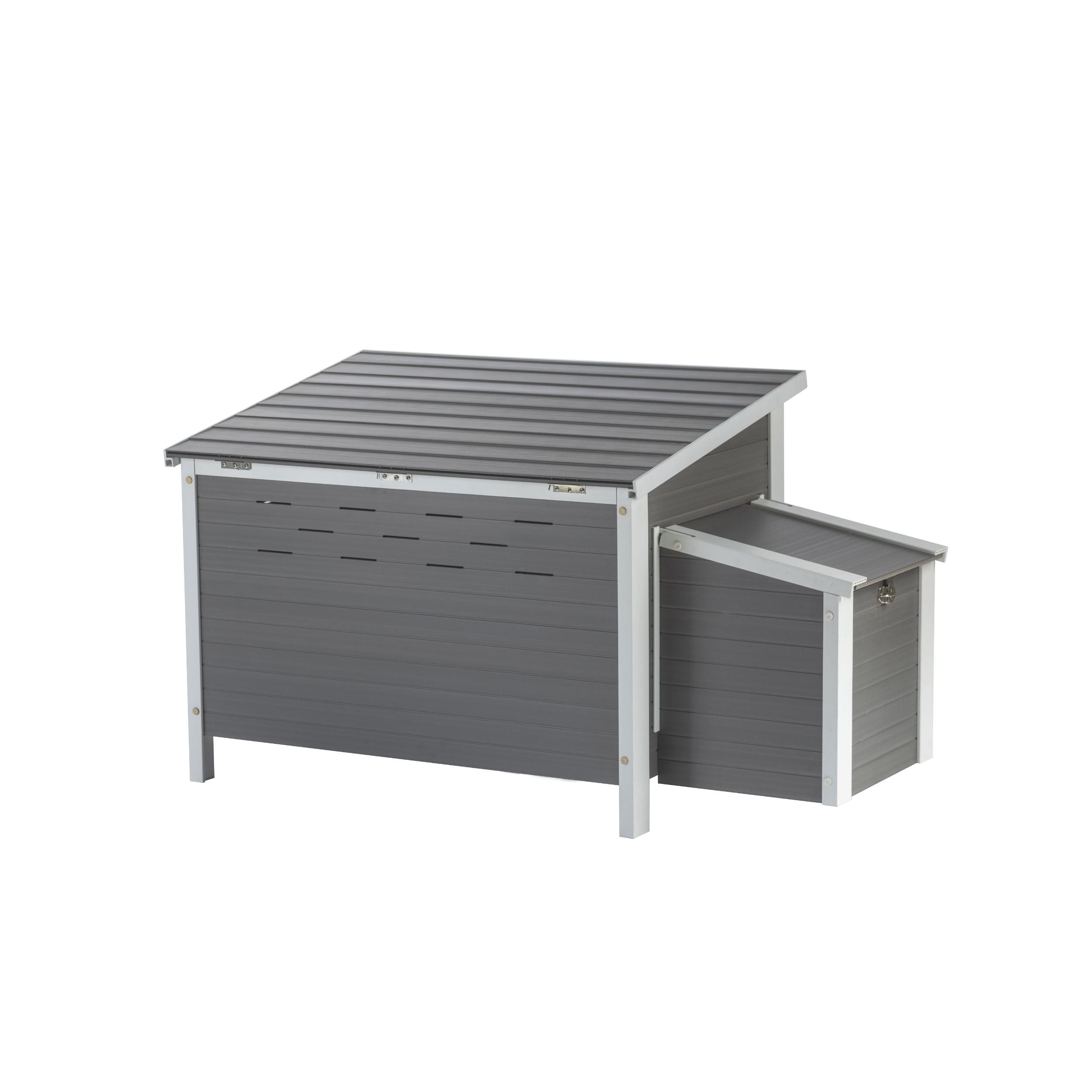 Gray and White ECOFLEX Outdoor Chicken Coop with Removable Tray