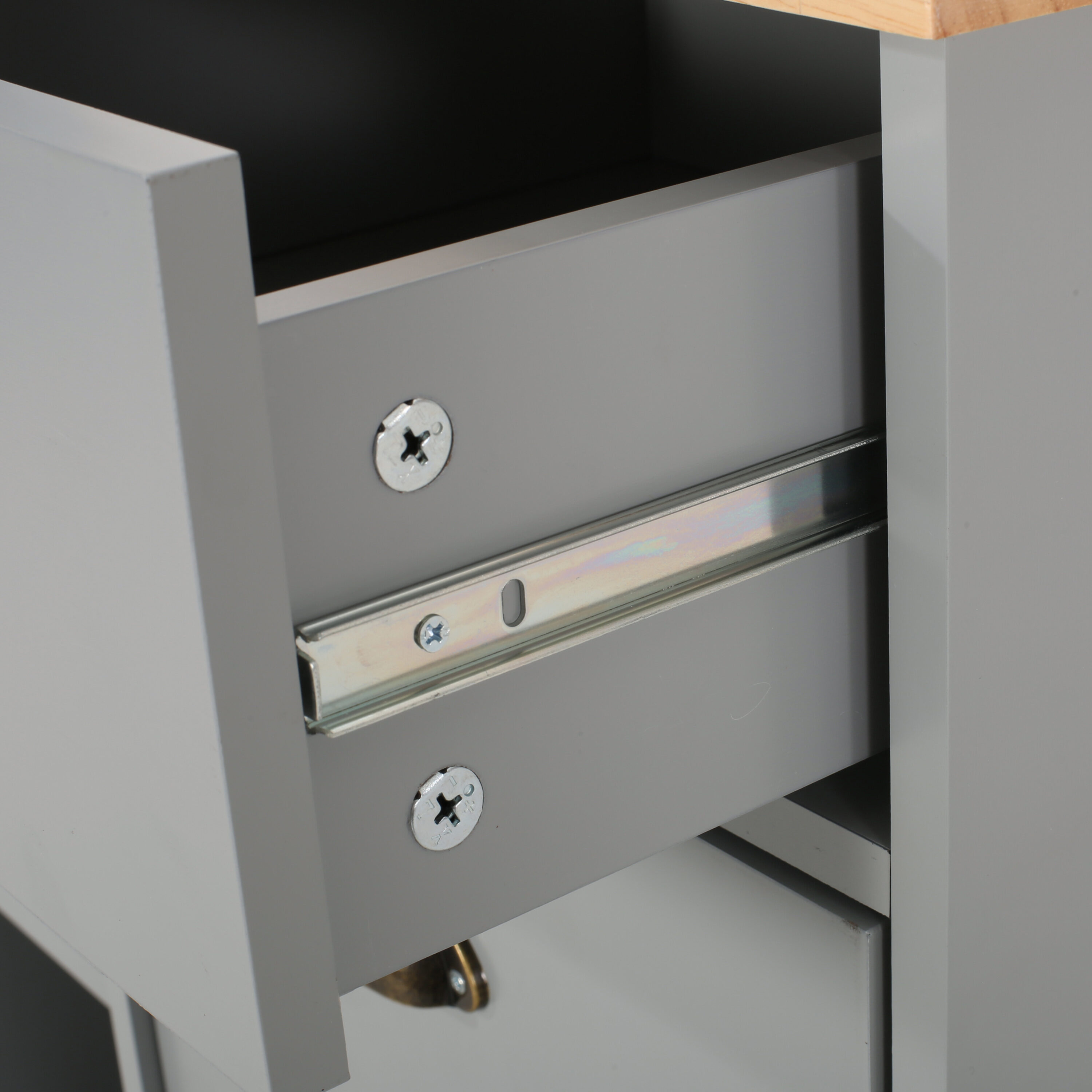 Best Selling Home Decor Gray Mdf Base with Wood Top Rolling Kitchen Cart (17.75-in x 31.5-in x 34.5-in)