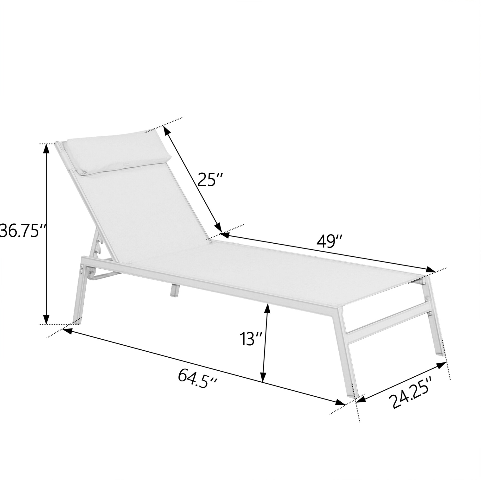 Outdoor Double Chaise Lounge with Cushions in Grey Aluminum