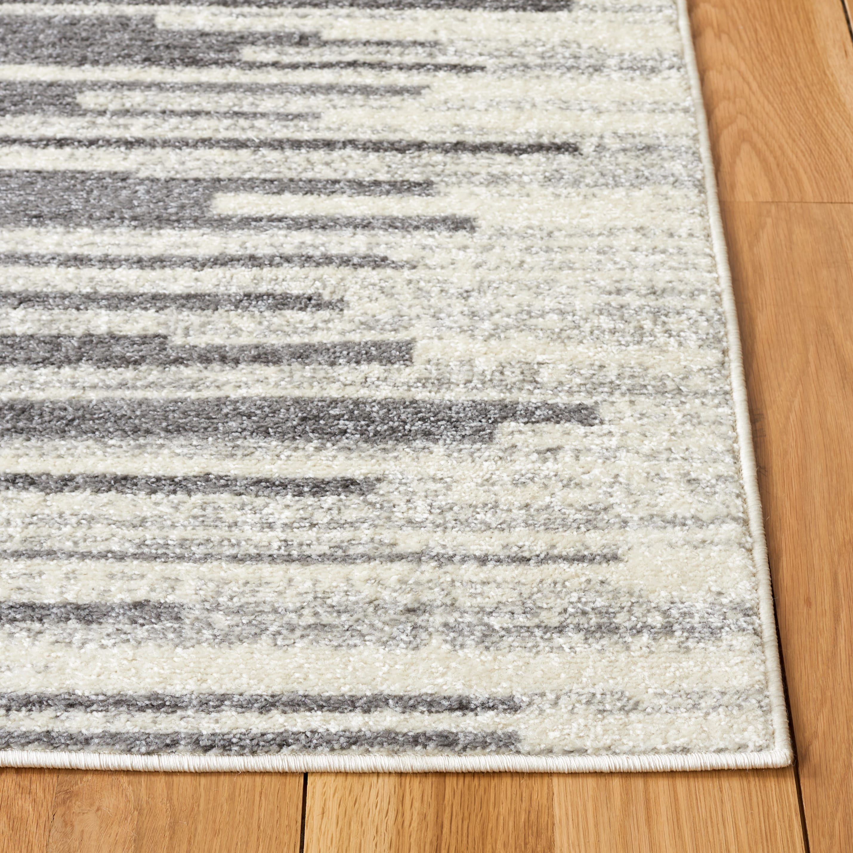 Gray and Ivory Geometric Rectangular Area Rug