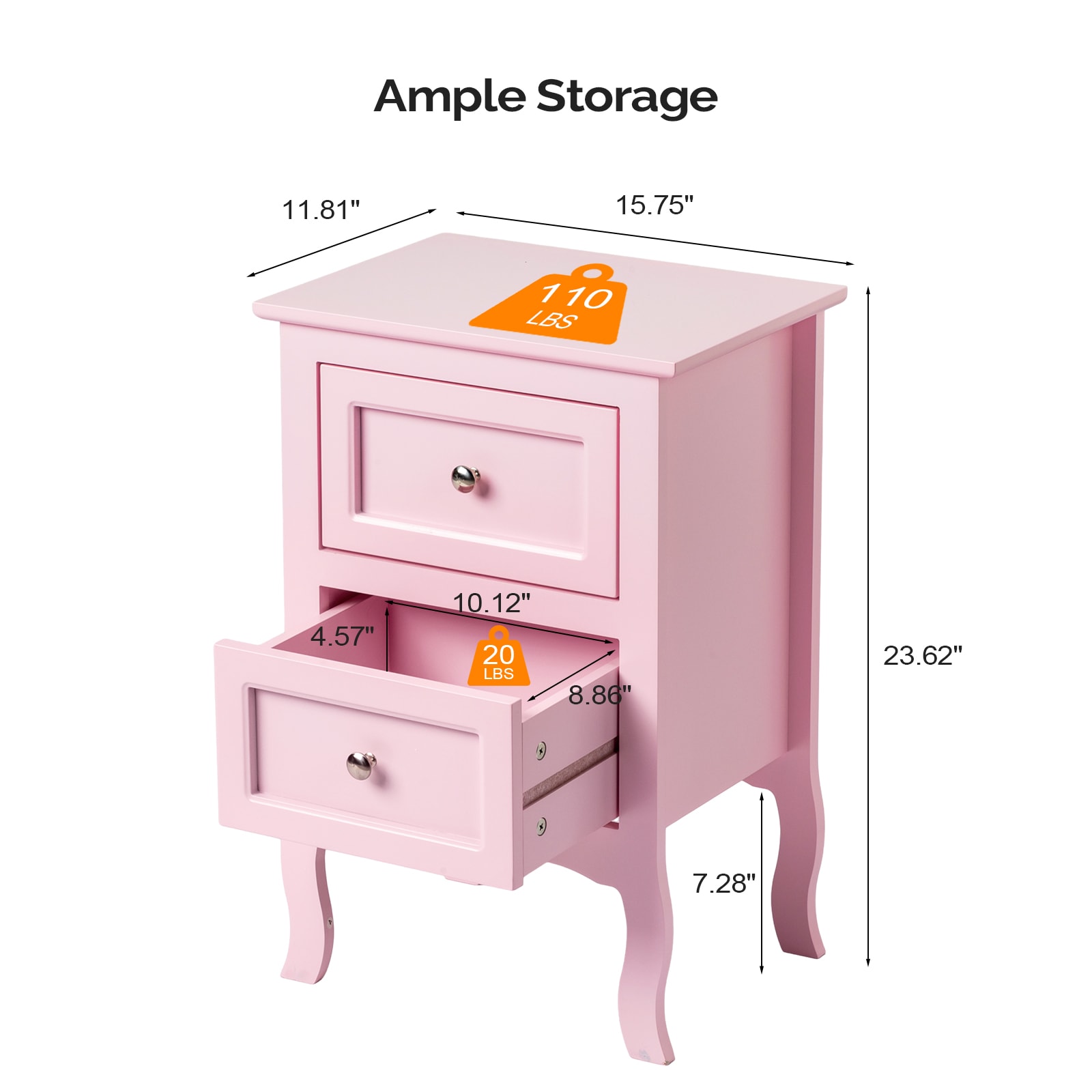 Outopee LO1G52004991 Pink Nightstand