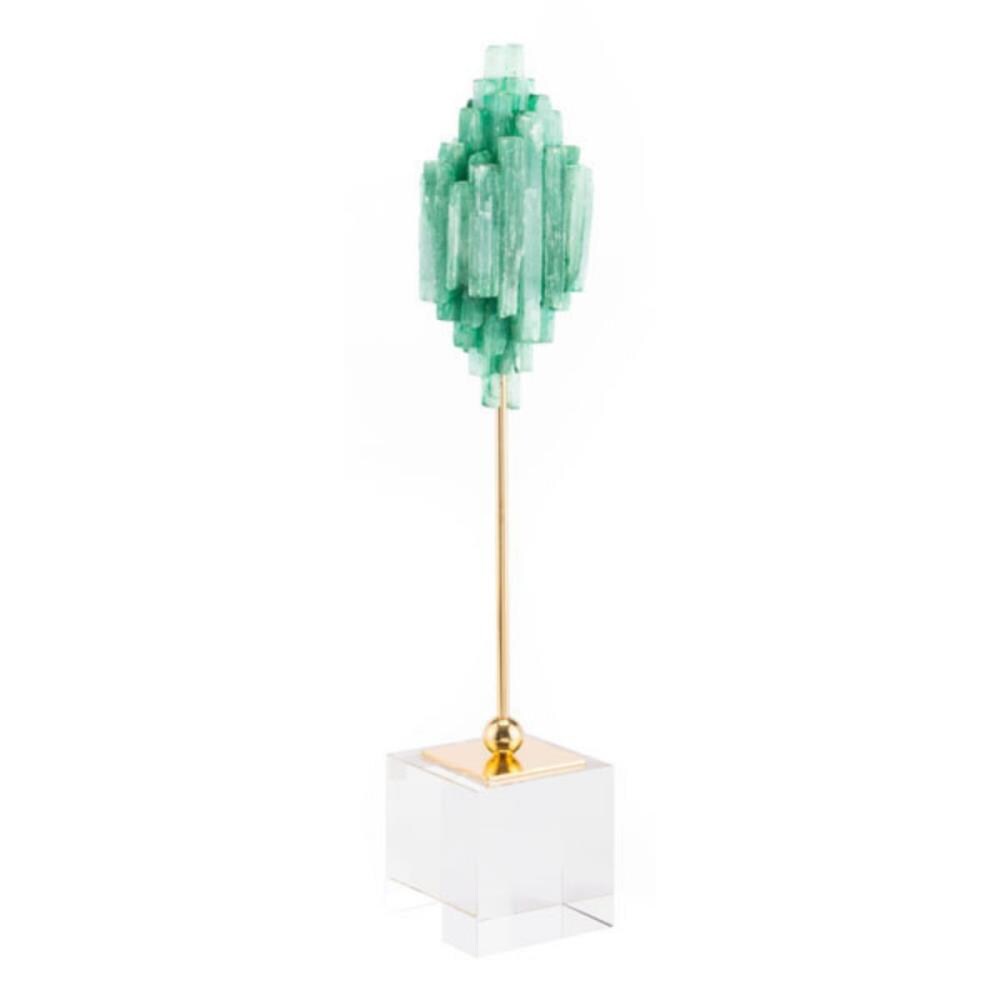 HomeRoots 295947 3.5-in x 3.1-in x 16.5-in Small Green Stone Pedestal