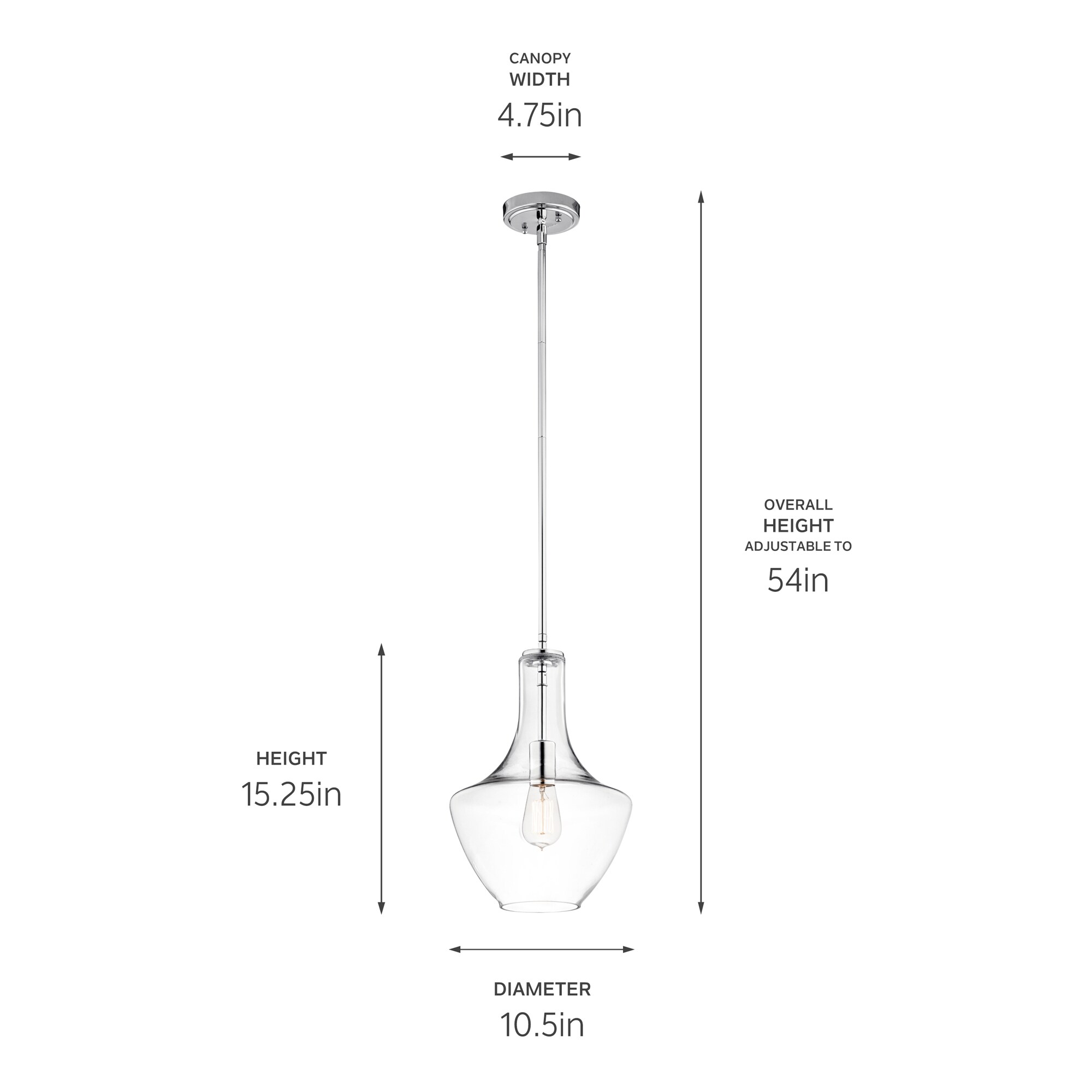 Kichler Everly Chrome Modern/Contemporary Clear Glass Teardrop Hanging ...