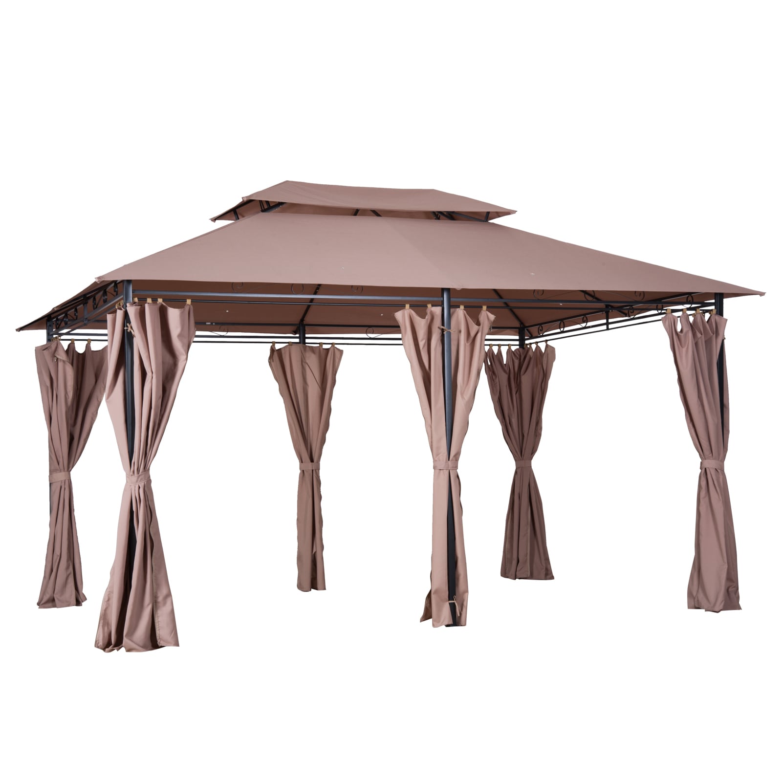 LIVIZA GAZ-SEN25PG67R 13-ft x 9.25-ft GT Outdoor Gazebo Brown with Soft Top Roof (Screen Included)