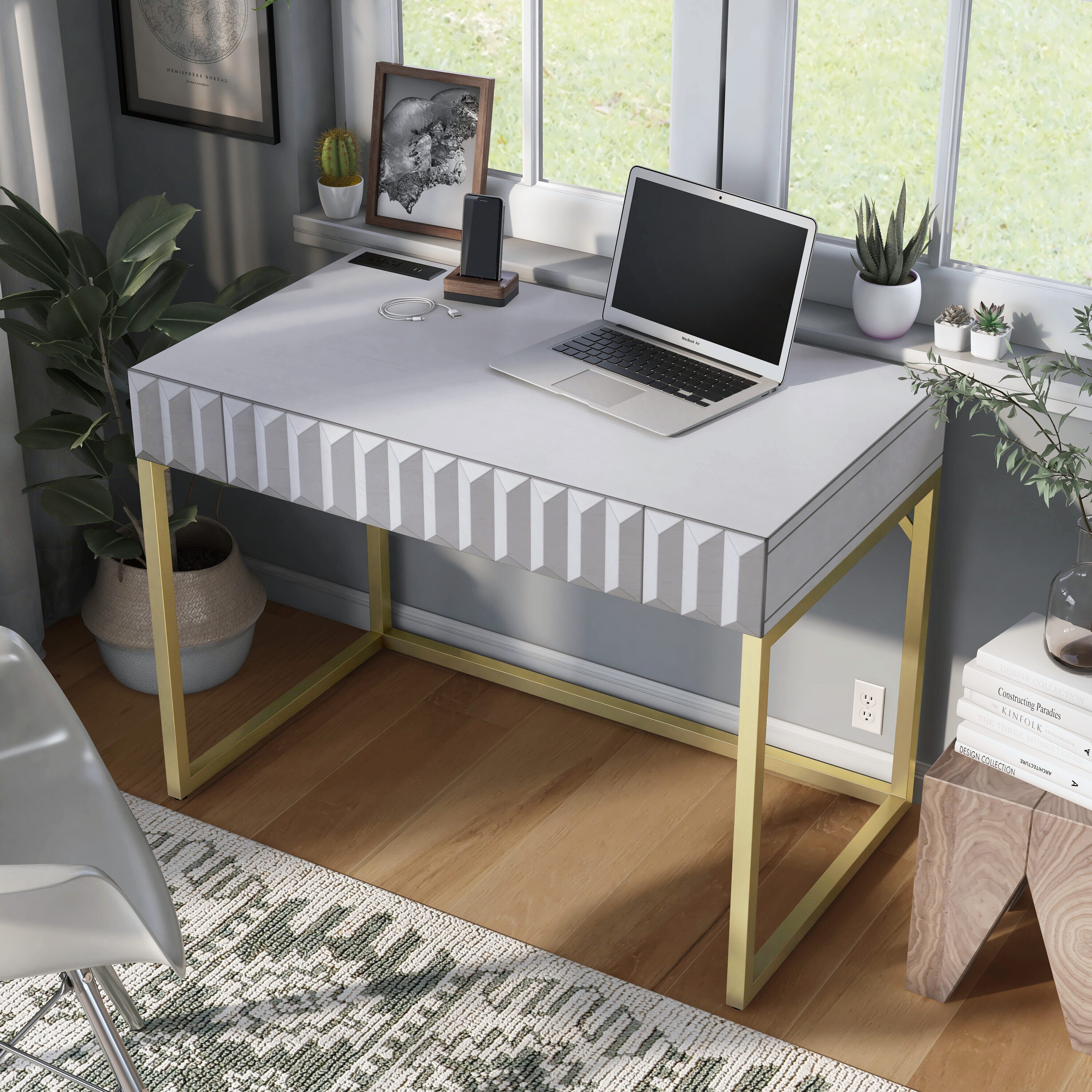 Furniture of America IDF-DK406WH-USB desks - View #7