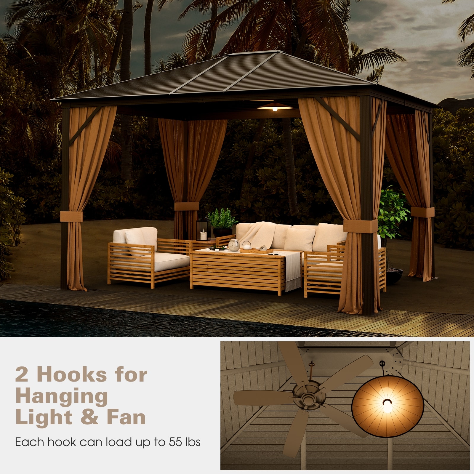 WELLFOR TDG10590GR+ Wood-Resin-Gazebos - View #3