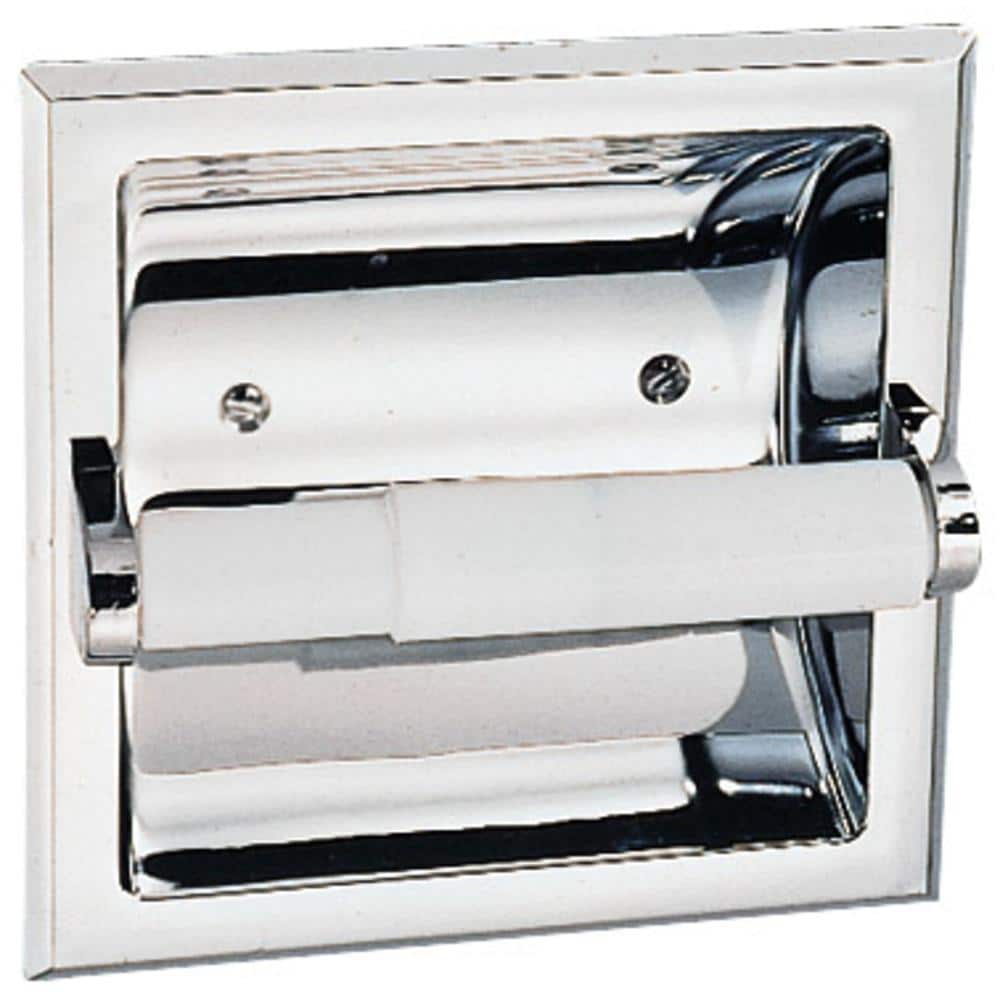 Project Source Seton Brushed Nickel Recessed Spring-loaded Toilet Paper  Holder in the Toilet Paper Holders department at