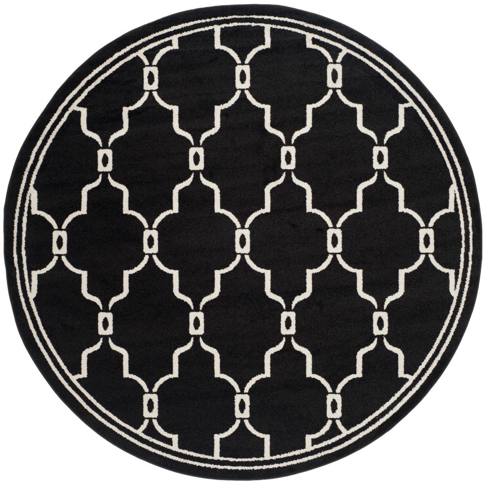 Safavieh AMT414G-7R Marion 7 x 7 (ft) Loomed Polypropylene Anthracite/Ivory Round Indoor/Outdoor Trellis Area rug