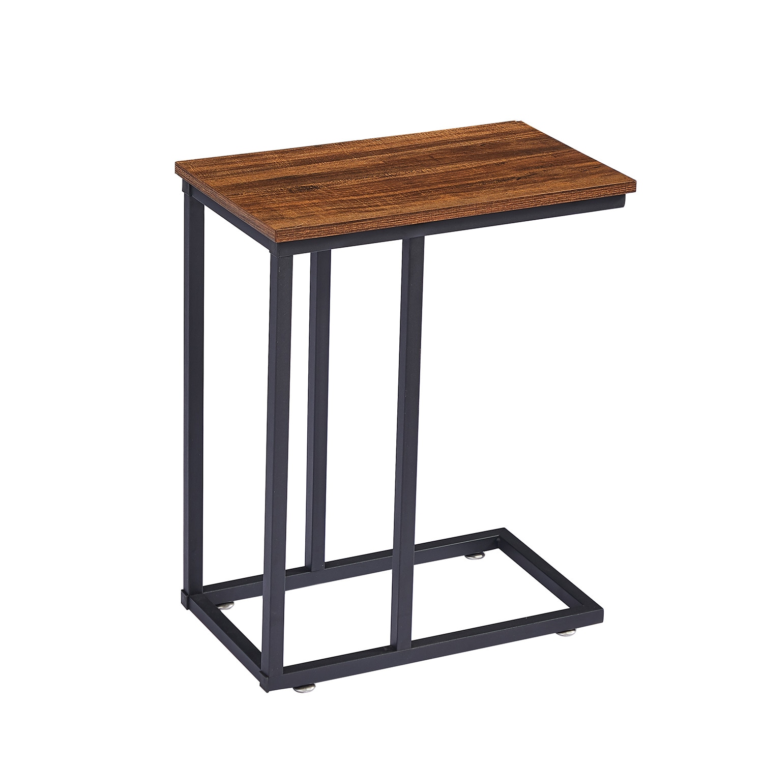 Vecelo C Shaped End Side Table for Sofa Couch Snack TV Tray for Living Room or Bedroom