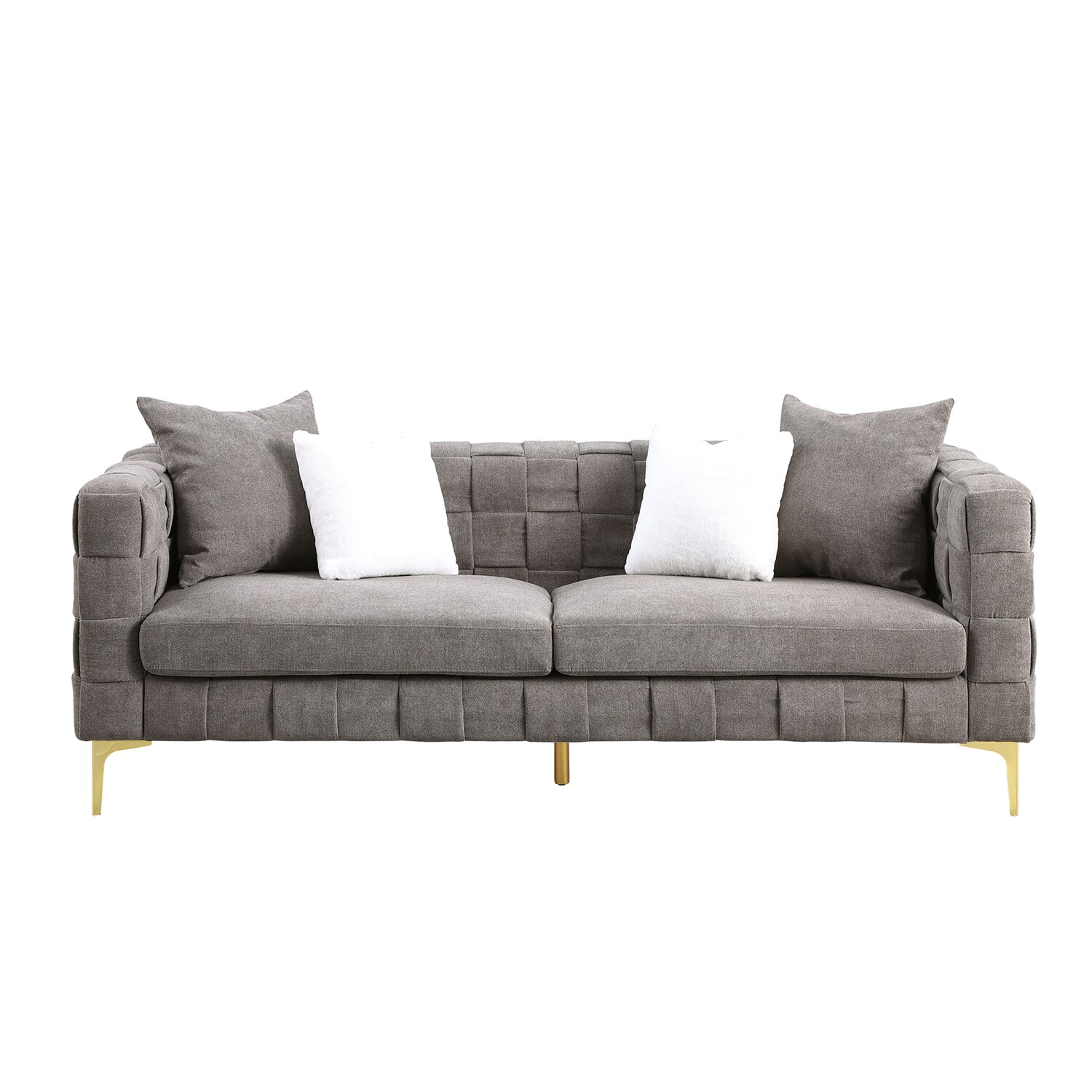 Modern Weave Sofa Snowflake Velvet Upholstered Couch for Living