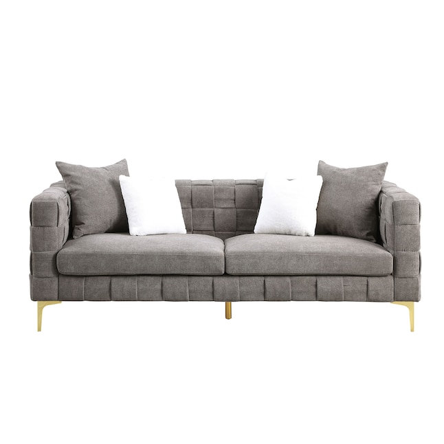 Sinofurn Modern Gray Velvet Sofa 78 In
