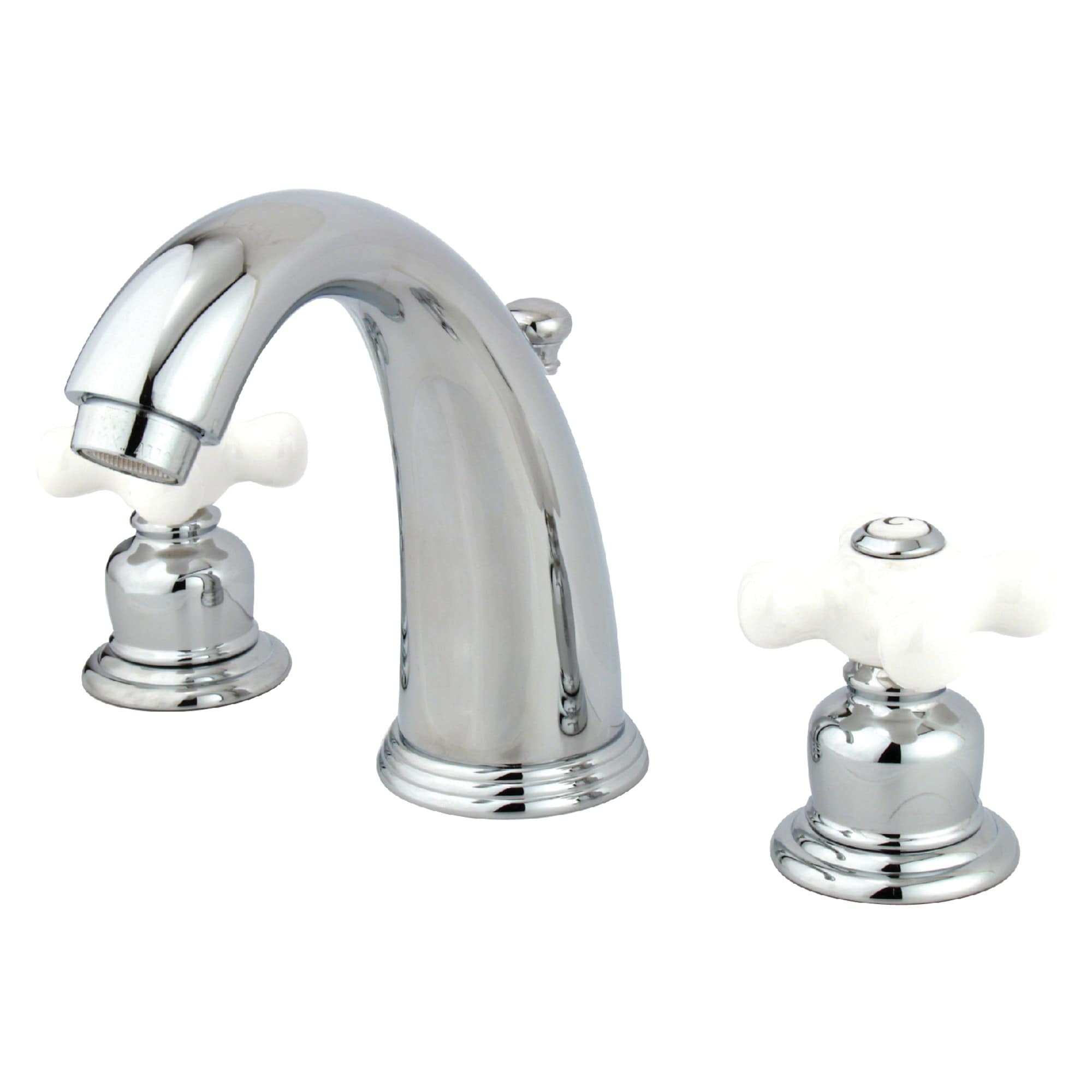 Kingston Brass WLKB981PX Victorian Polished chrome Widespread 2-handle High-arc Residential Handle Bathroom Sink Faucet with Drain
