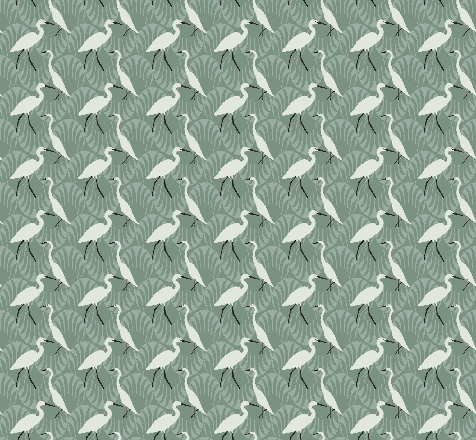 York Wallcoverings SP1457 Green Evening Egret Wallpaper