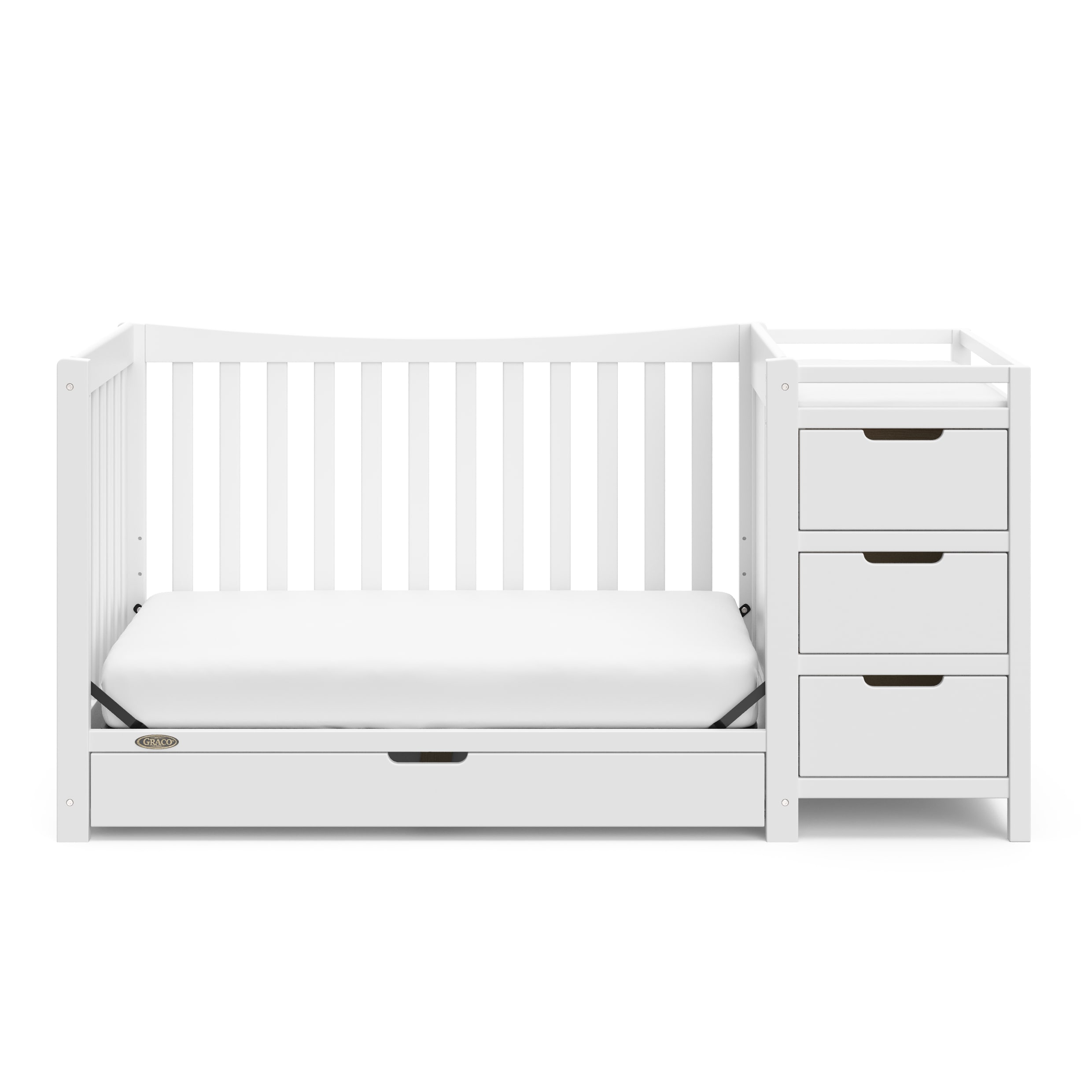 White Pine 4-in-1 Convertible Crib with Changer and Drawer