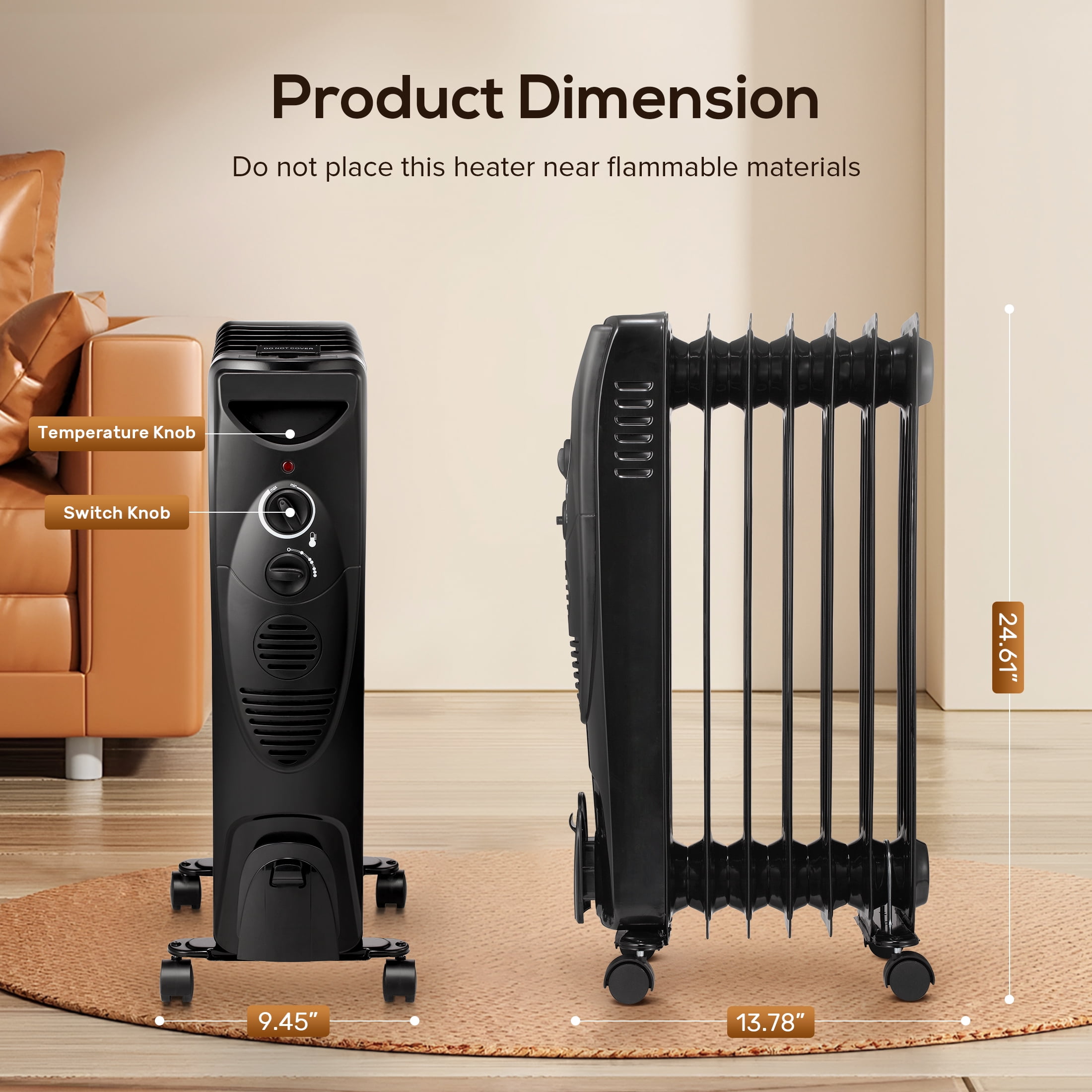 COWSAR LSOF36SPH15BK Portable-Electric-Heat - View #2
