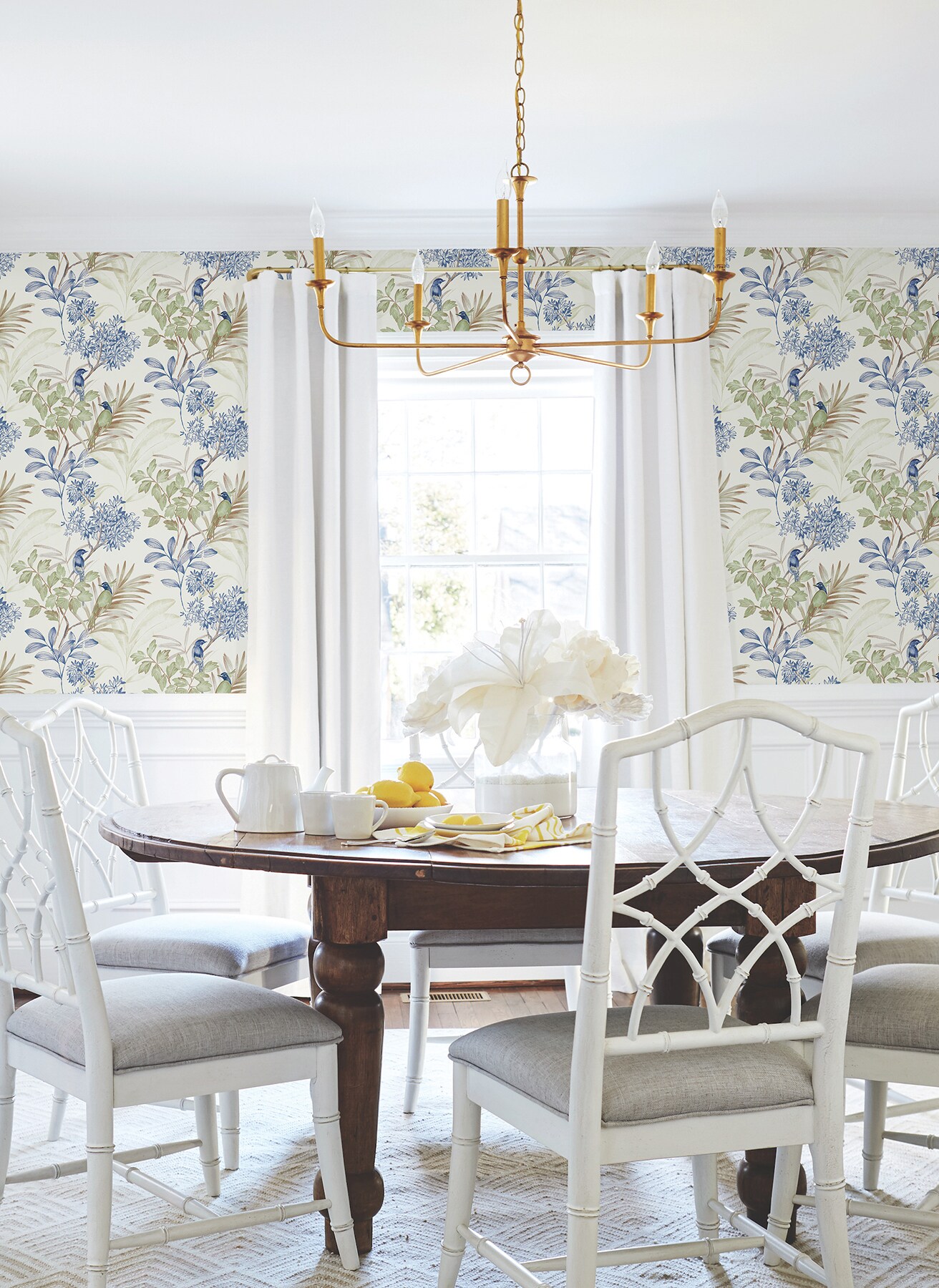 York Wallcoverings Watercolor Botanicals 45-sq ft Blue Non-woven Floral ...
