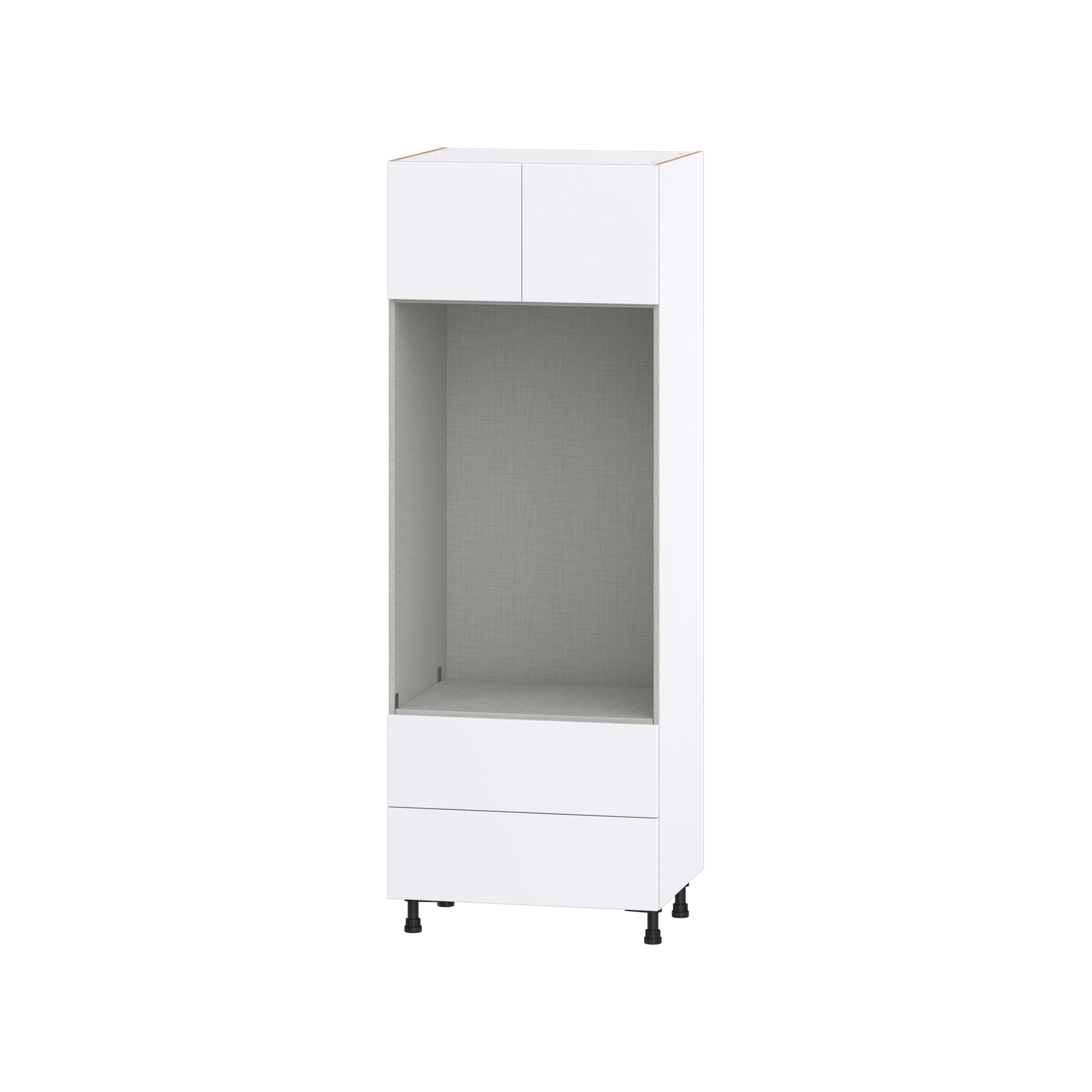 Hugo&Borg Lasalle 30-in W x 84.5-in H x 24-in D Bright White Slab 2-Drawers Microwave Pantry Fully Assembled Cabinet (Flat Panel Slab Style)