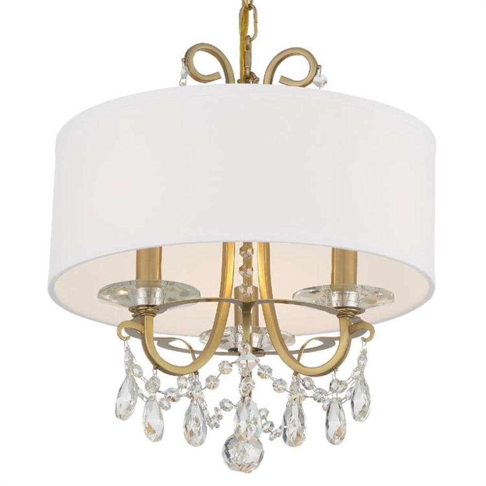 Crystorama 6623-VG-CL-S Othello 3 -Light Polished Gold Traditional Crystal For Use in Bedrooms, Dining Rooms, Foyers, Kitchens, Living Rooms Chandelier