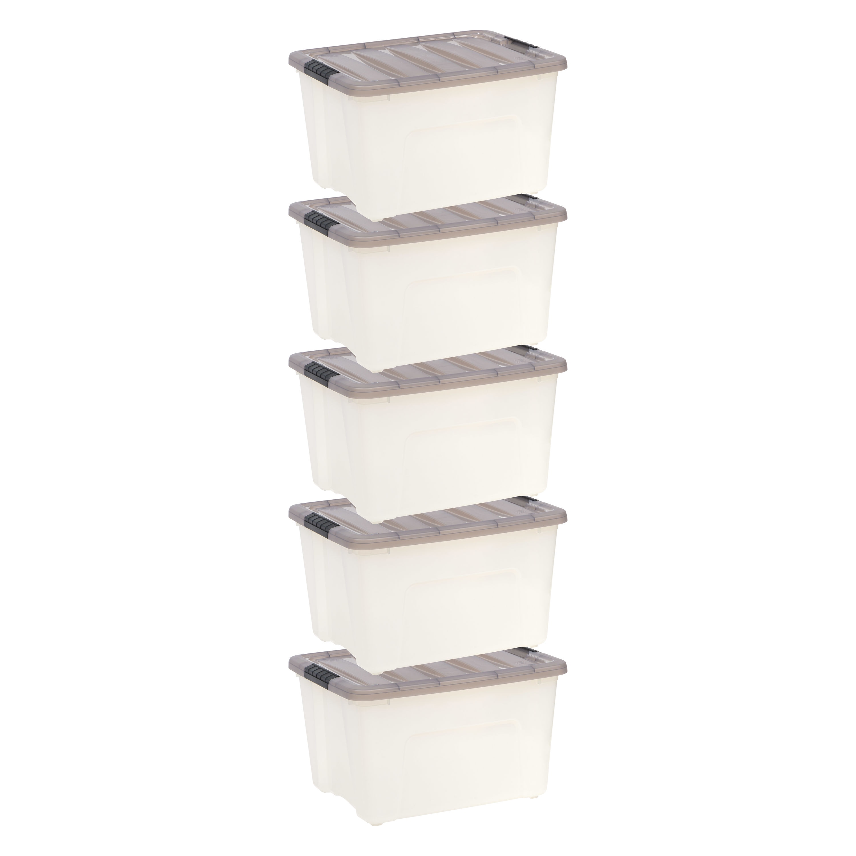 IRIS 5-Pack Stack and Pull Small 10-Gallons (40-Quart) Gray Tote with  Latching Lid in the Plastic Storage Containers department at