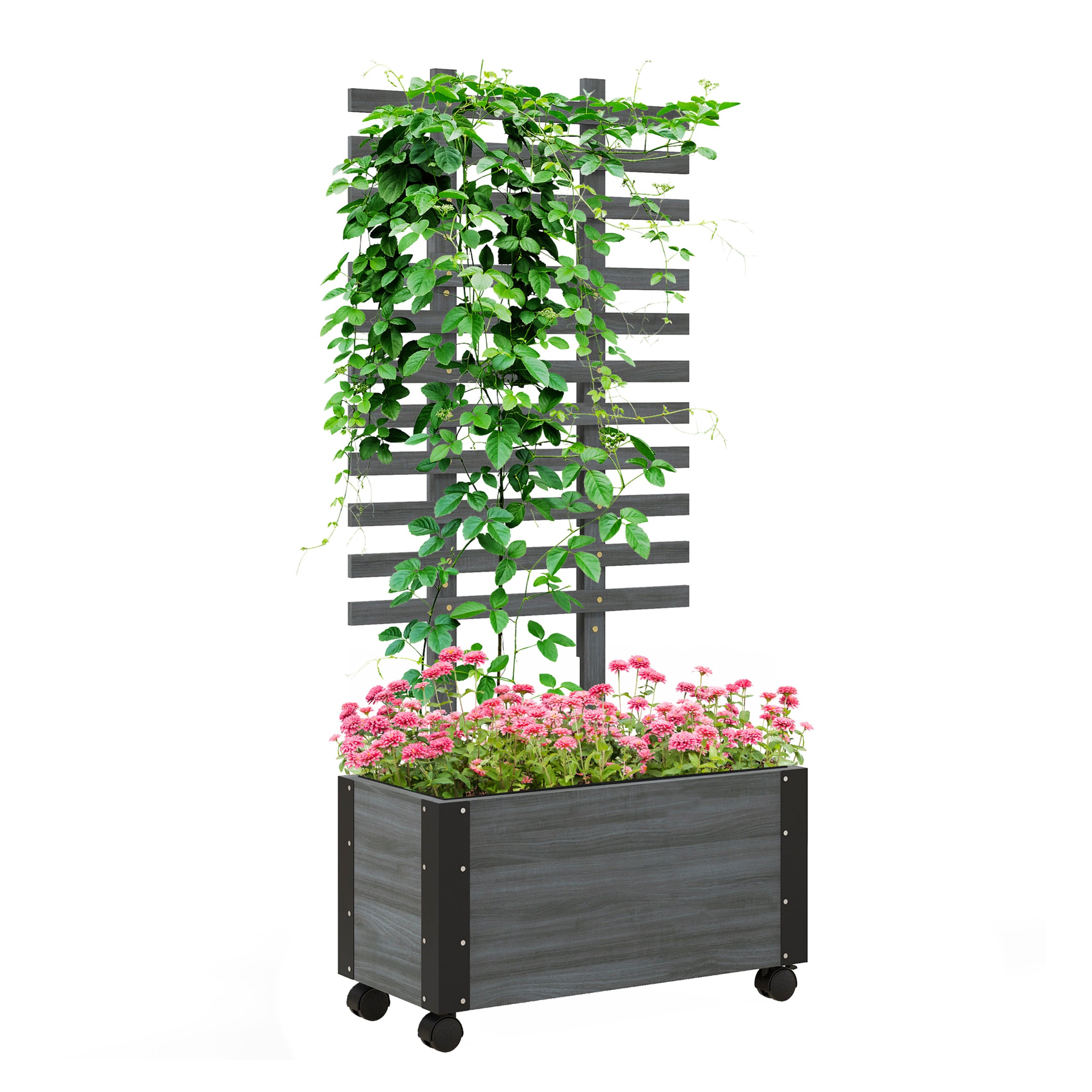 AHIOU HOME ZAAHG-P174420GB 12.25-in W x 25.5-in L x 57.75-in H Gray Wood Raised Planter Box