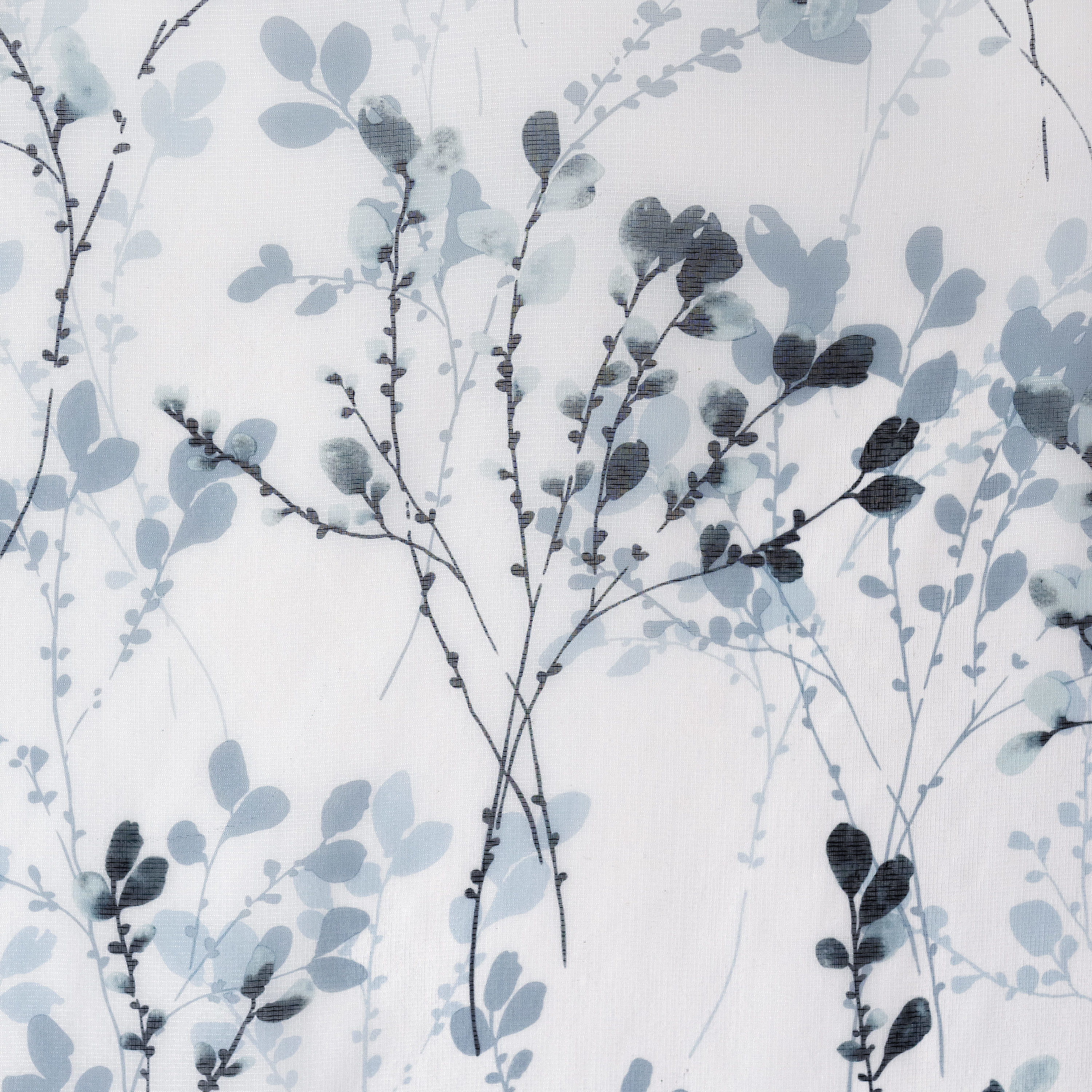 Teal Floral Semi-Sheer Linen-Blend Back Tab Curtain Panel
