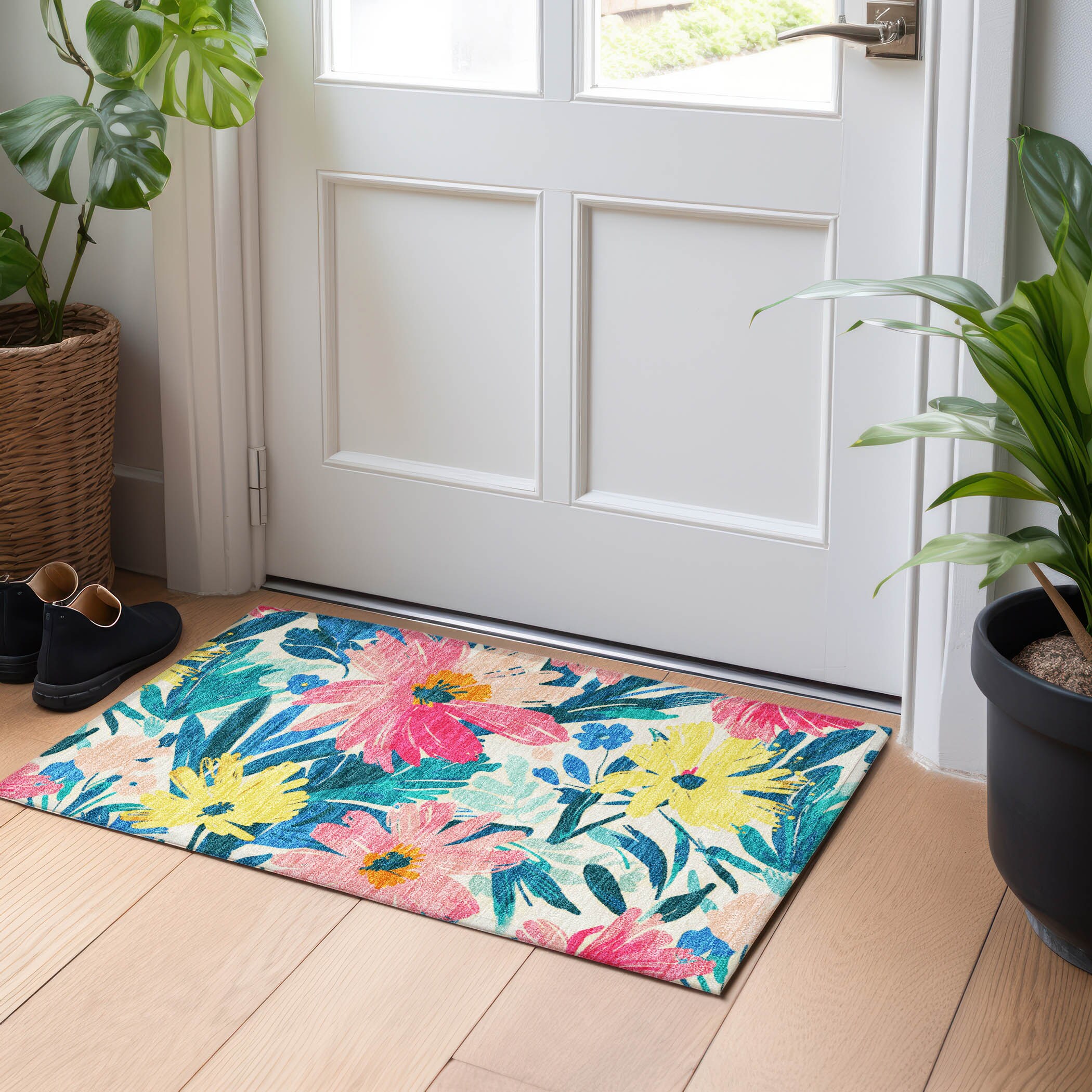 Addison Rugs ACN1482BL20X30 Chantille ACN1482BL 2 x 3 (ft) Polyester Blush Rectangular Indoor/Outdoor Geometric Machine washable Area rug