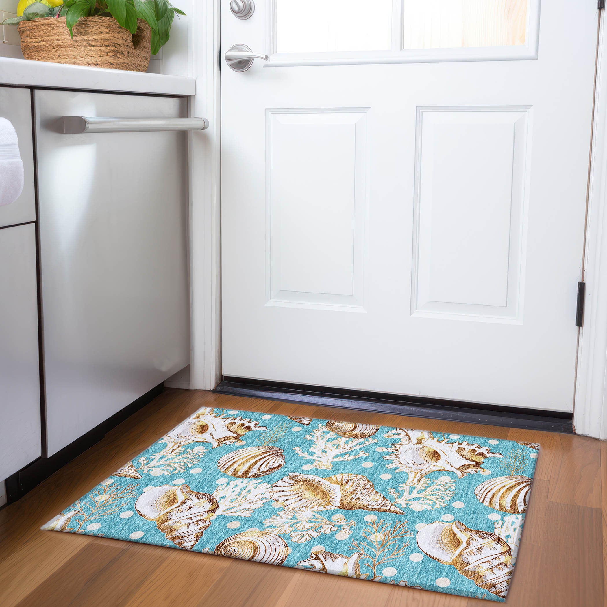 Addison Rugs AMF185AQ20X30 Mayfield AMF185AQ 2 x 3 (ft) Loomed Aqua Rectangular Indoor Geometric Machine washable Pet Friendly Area rug