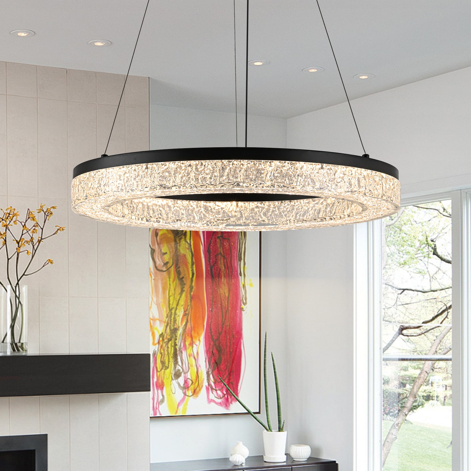 EDISLIVE Y81010000063078 1 -Light Matte Black Modern/contemporary Linear Large Hanging Pendant light