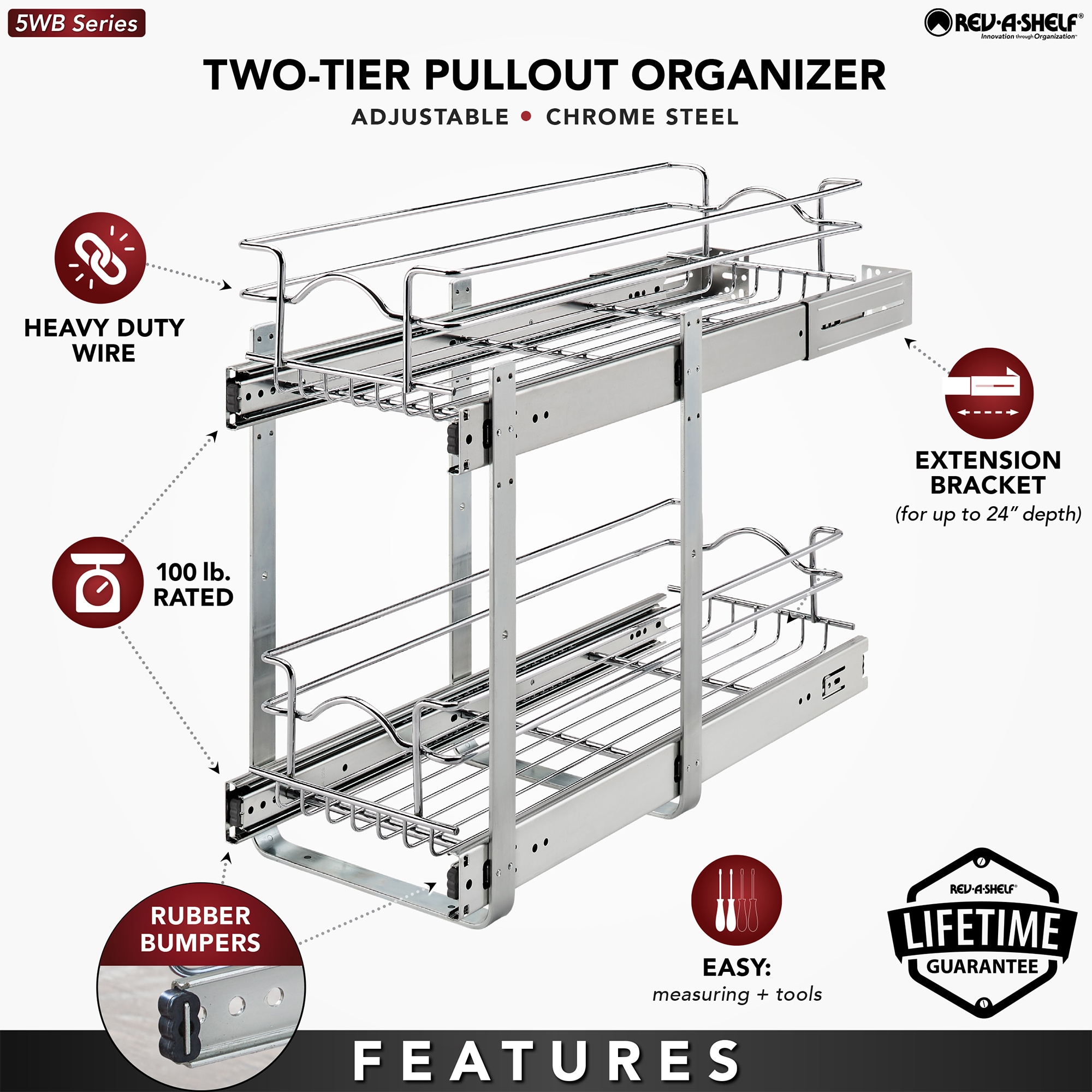 Rev-A-Shelf Two-Tier Under Sink Steel Wire Pullout Organizer