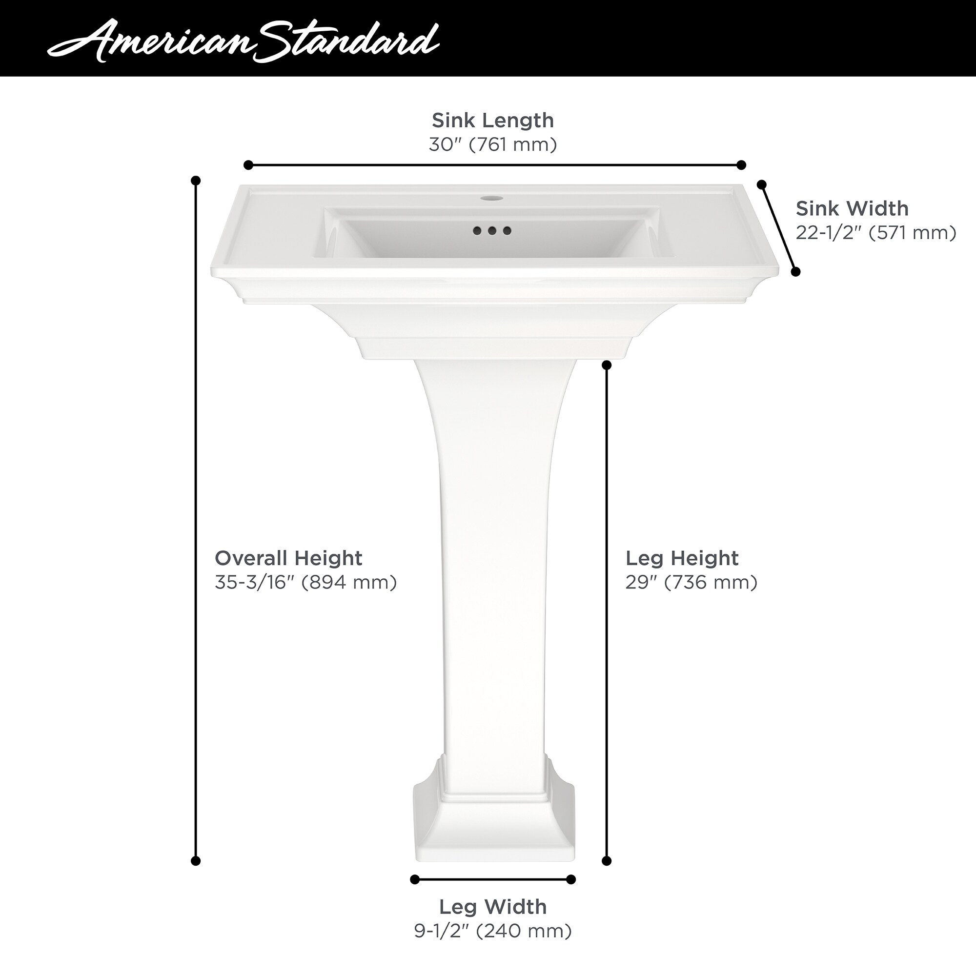 American Standard 0297100.020 Complete-Pedestal-Lavatories - View #2