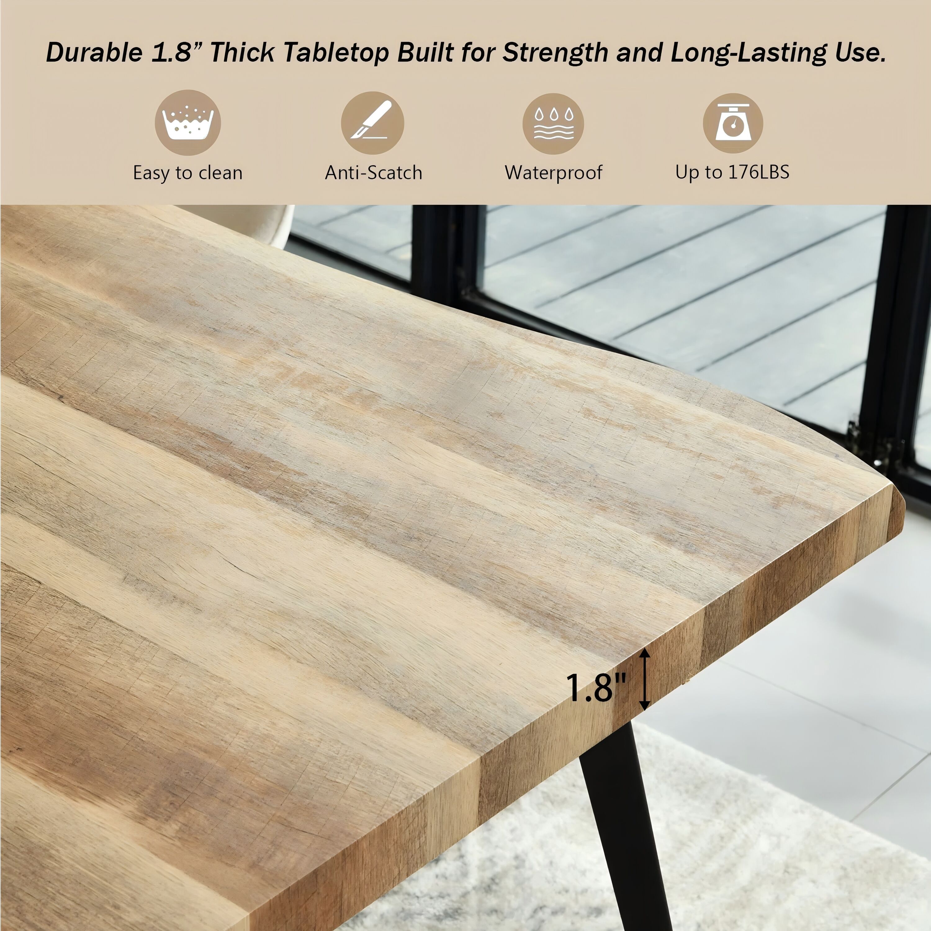 Homy Casa LANCEL KD WALNUT Dining-Tables - View #8