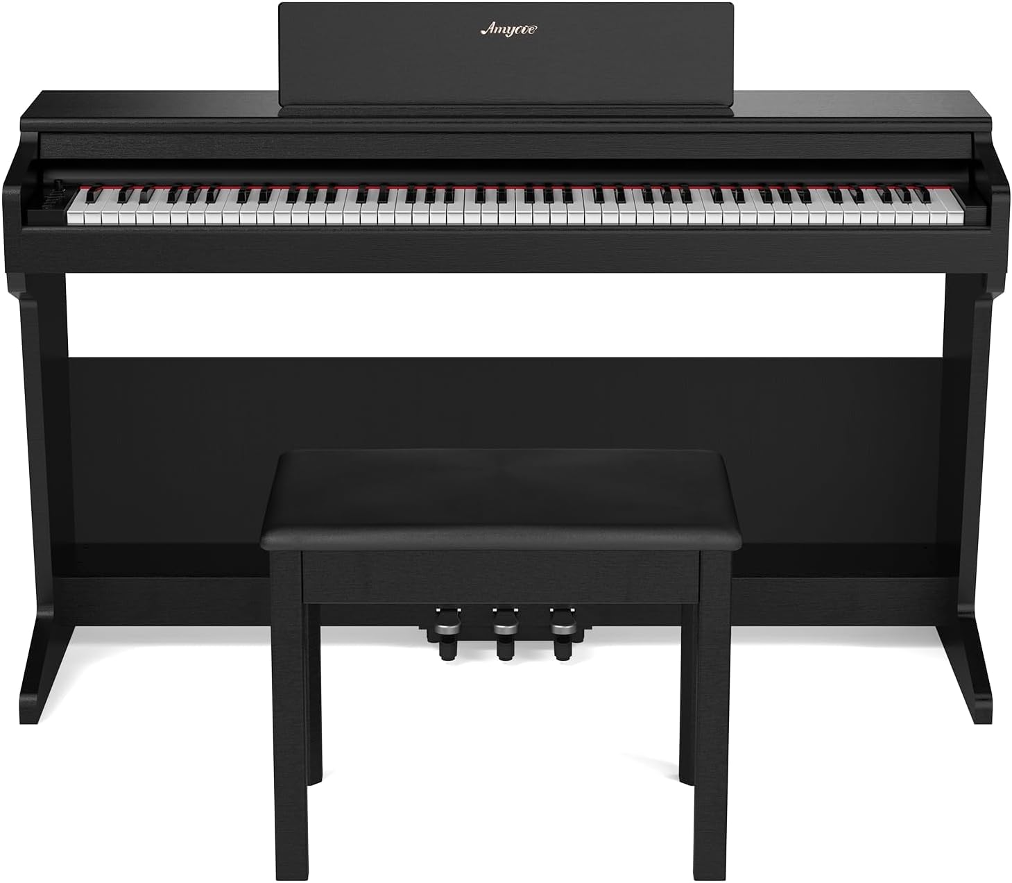 Qeetex PD-PEL-0QQLIV4W 88 Key Weighted Digital Piano With 3 Pedals-Recording Function-Headphone Jack-Includes Bench-Classic Vertical Design-For Beginners And Professionals