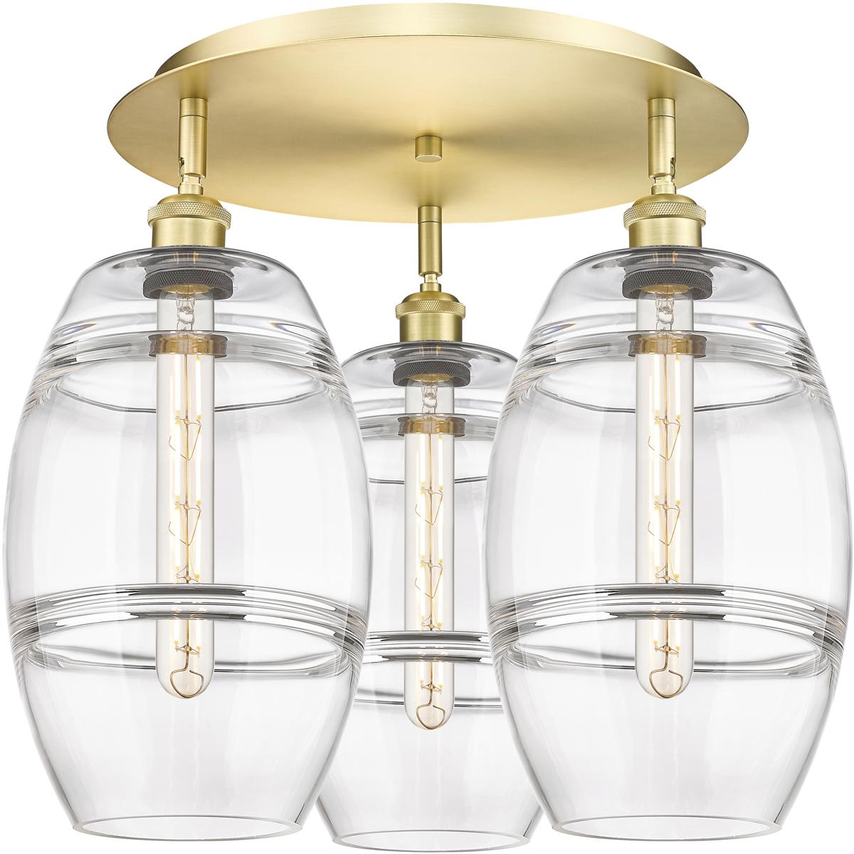 Innovations Lighting - 516-3C-SG-G557-8CL Ballston Vaz Flush Mount Satin Gold
