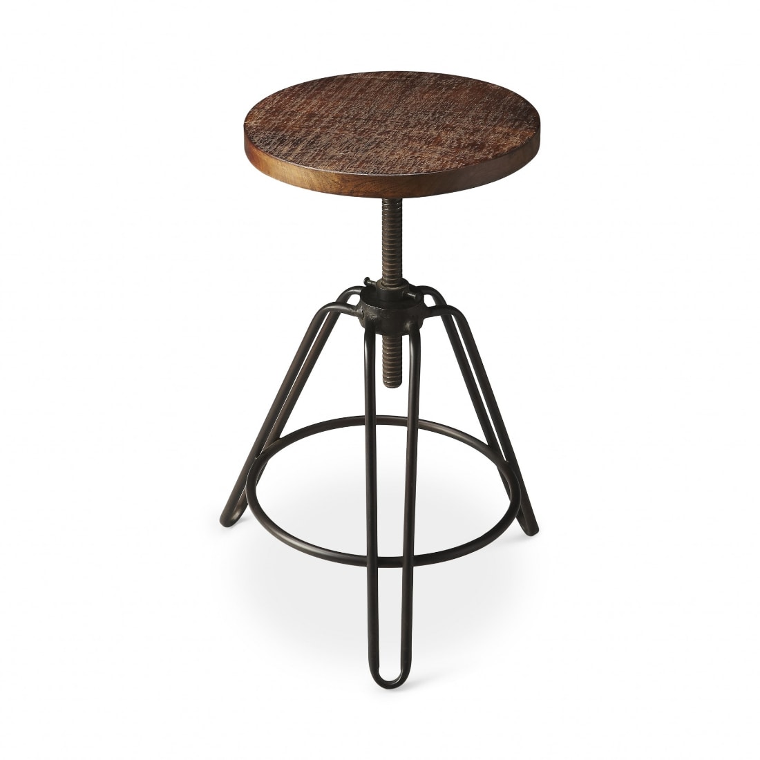 HomeRoots 4000389041 Multi Adjustable height Swivel Metal Backless Bar Stool