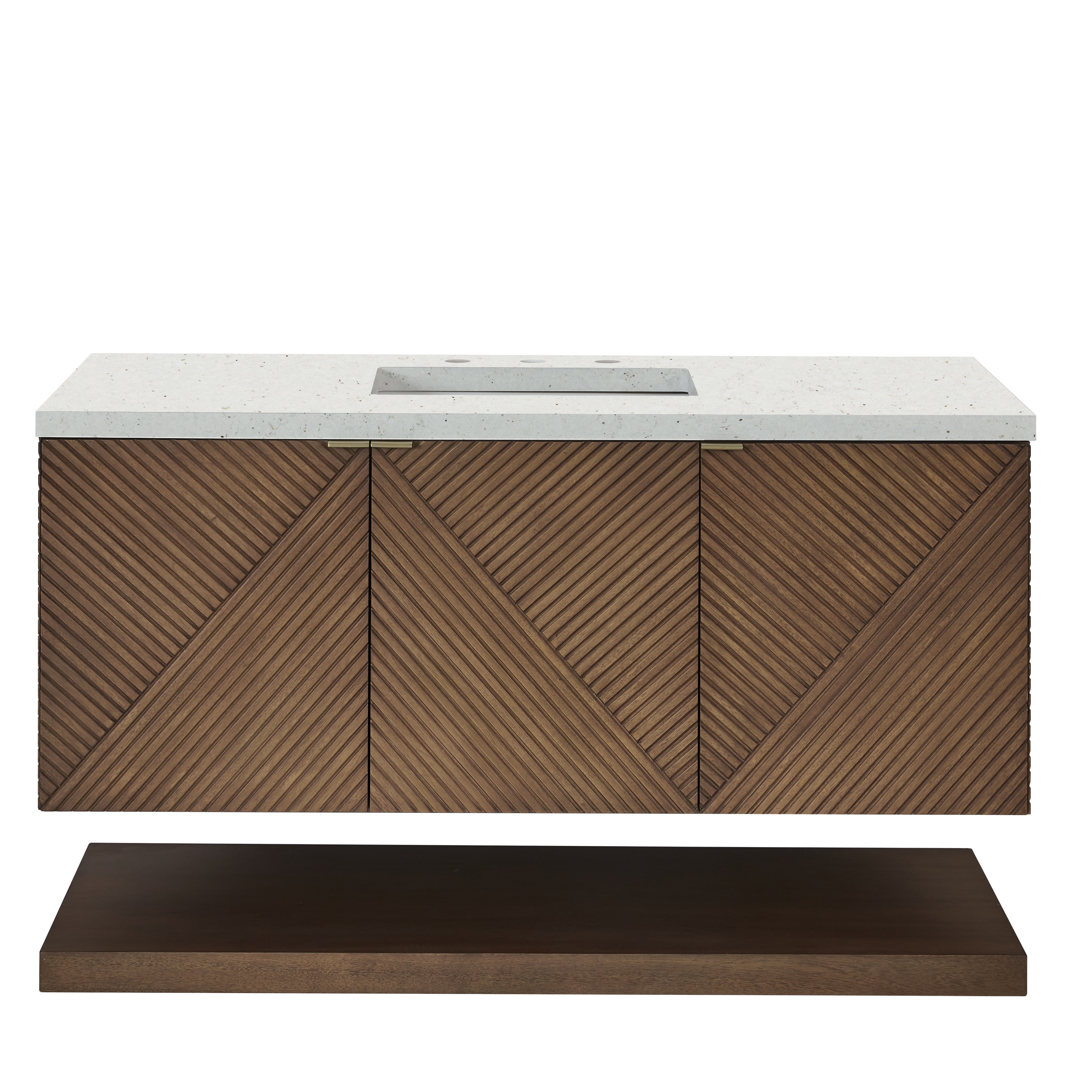 James Martin Vanities D200-V48-CSN-3LDL Marcello 48-in Chestnut Undermount Single Sink Floating Bathroom Vanity with Lime Delight Quartz Top