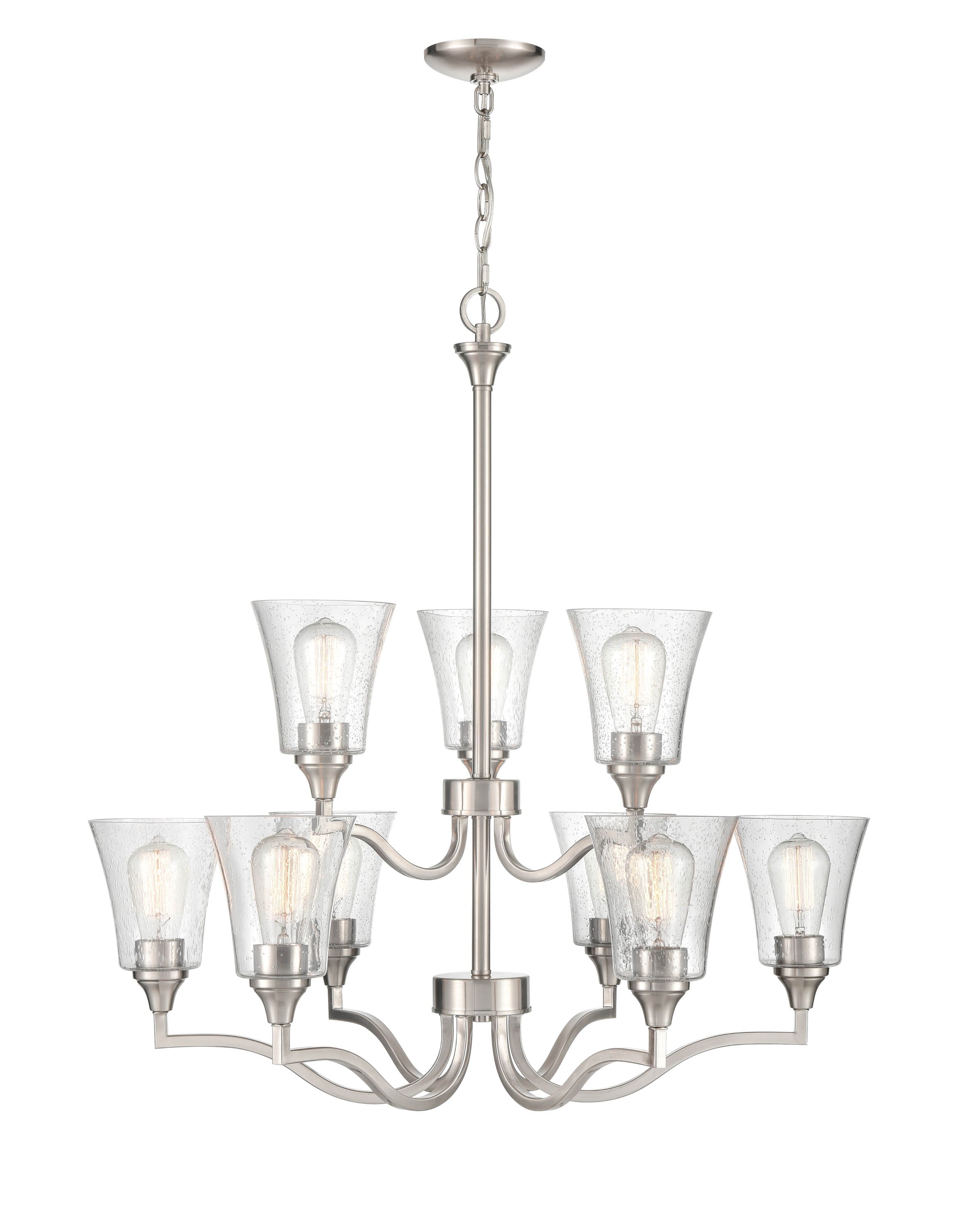Millennium Lighting 2119-BN Caily 9 -Light Brushed Nickel Traditional For Use in Bedrooms, Dining Rooms, Foyers, Kitchens, Living Rooms Chandelier